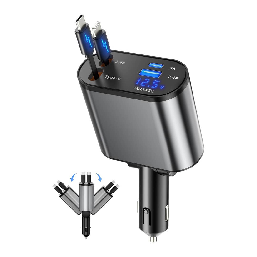Berthaless 4-in-1 Retractable Car Charger