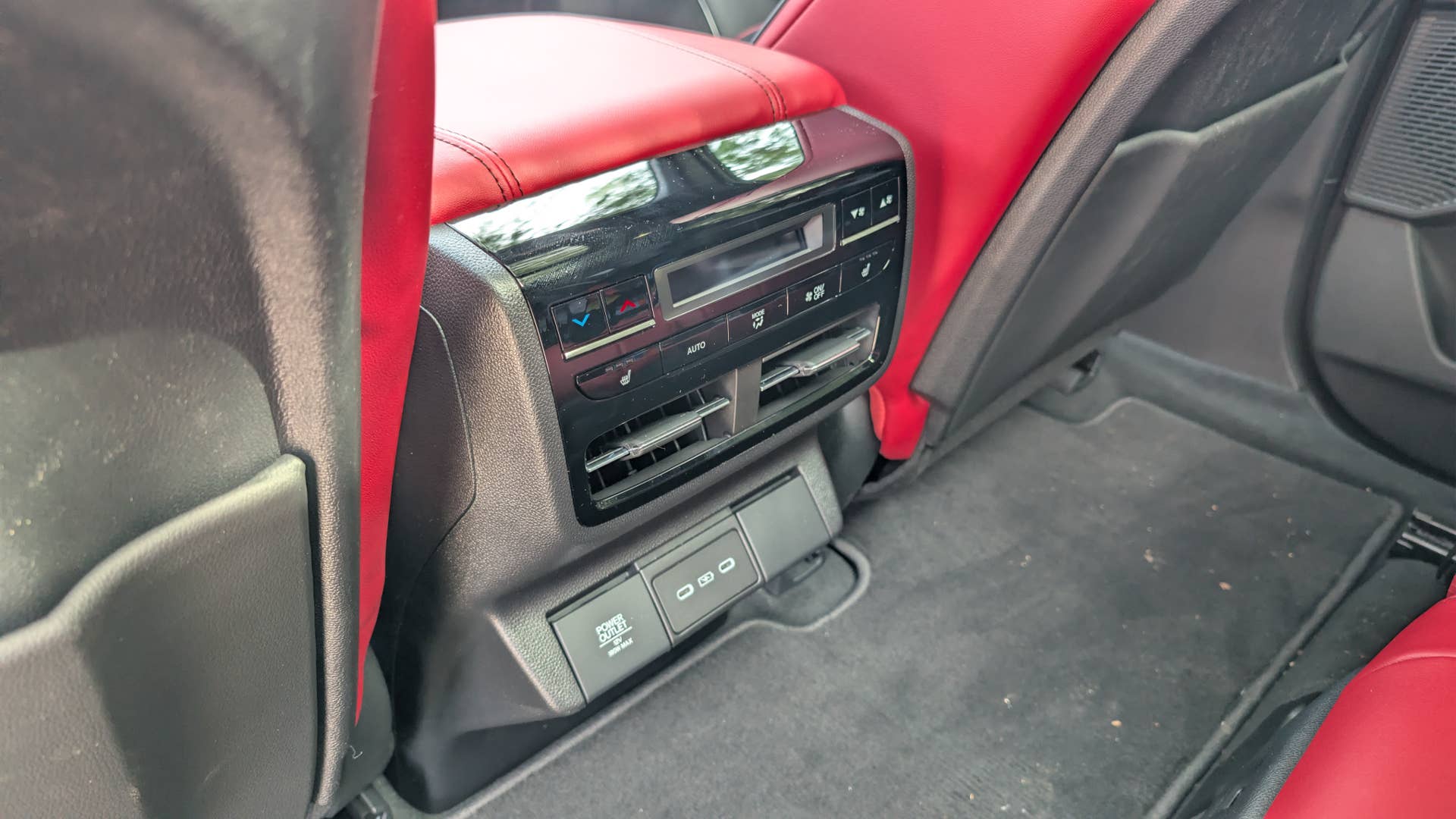The rear climate controls for second row passengers