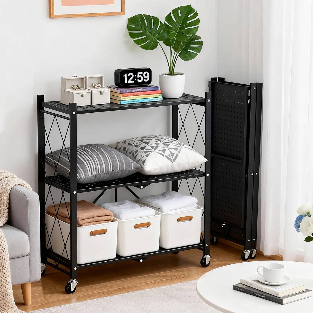 Taimasi 3-Tier Foldable Metal Storage Shelf
