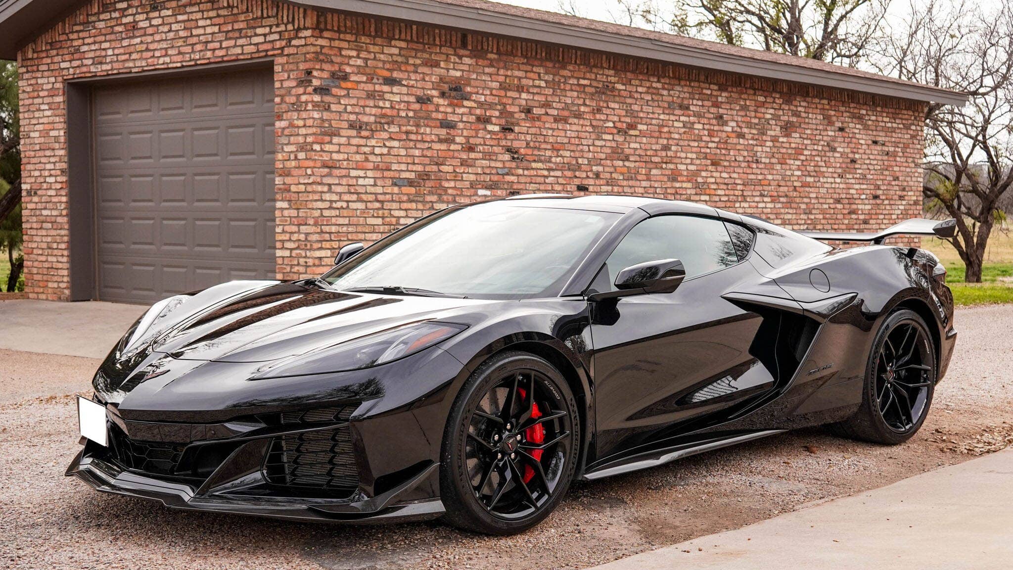 2025 Chevrolet Corvette Z06 Coupe 3LZ in black front angled view