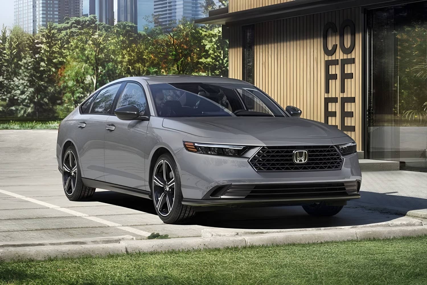 2026 Honda Accord Sport Hybrid in Urban Gray Pearl front angled view