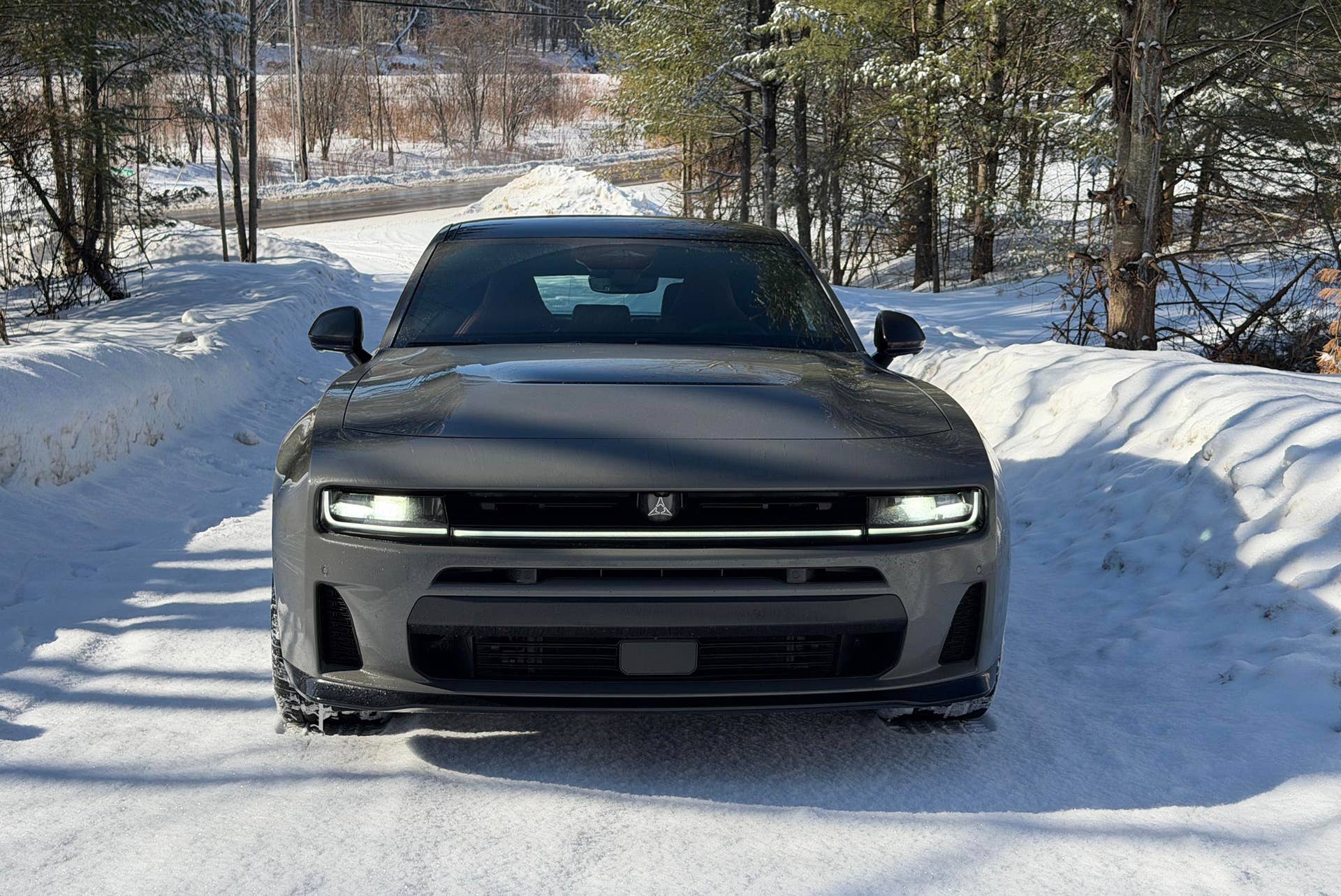 2026 Dodge Charger RT - Coupe nose-on snowy hill