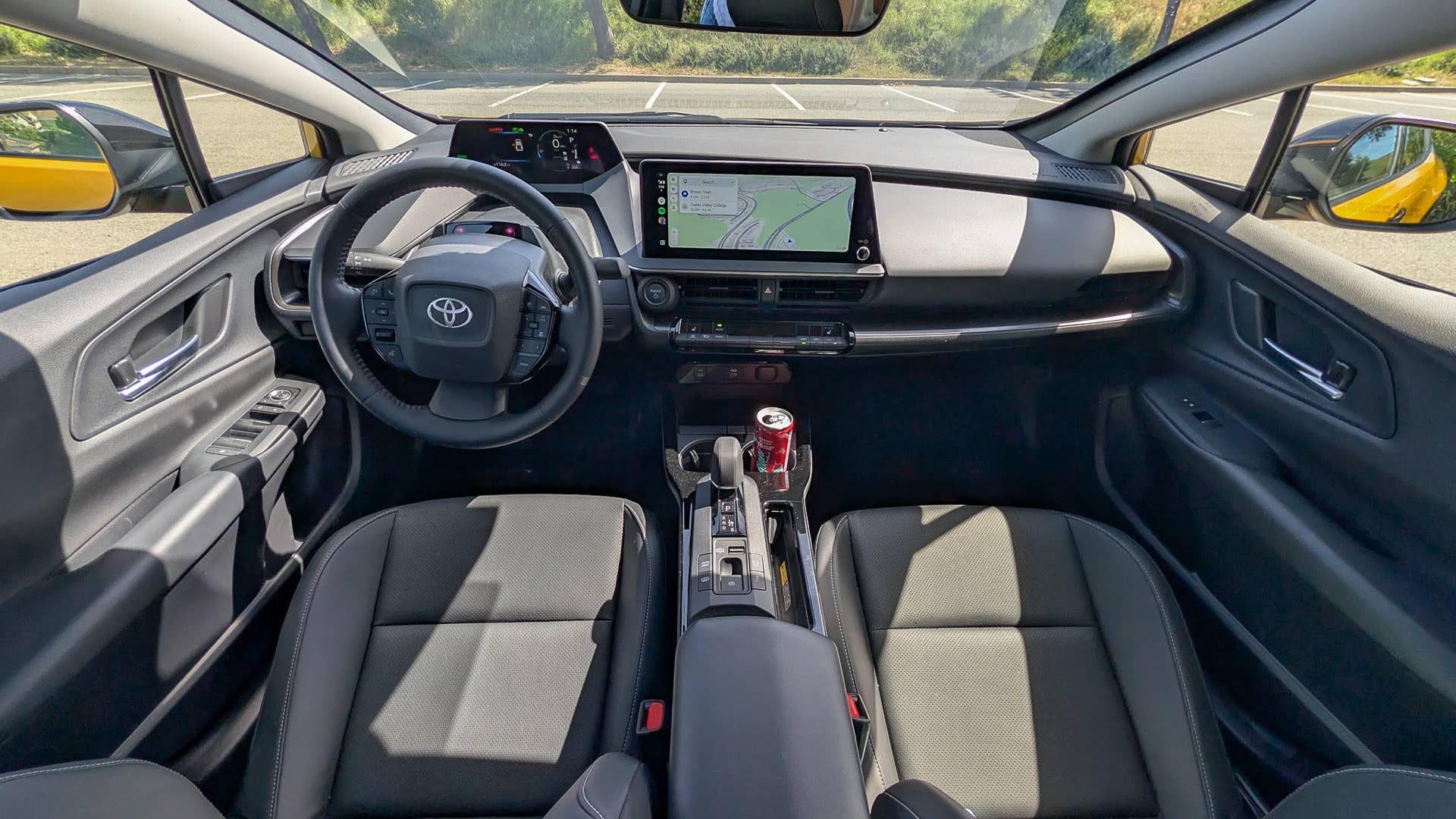 The interior of the 2026 Toyota Prius XSE Nightshade PHEV