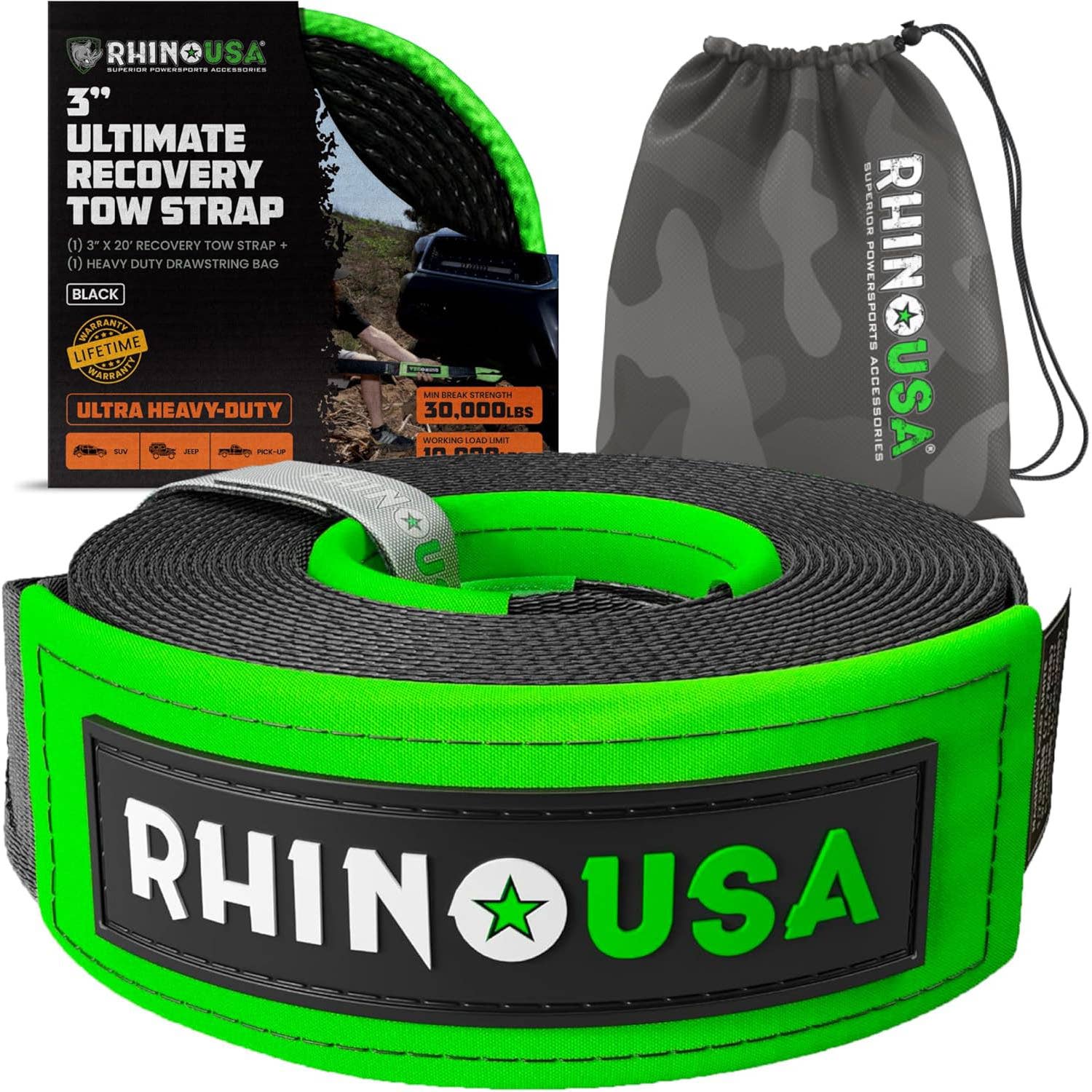 Rhino USA Recovery Tow Strap&comma; &dollar;33 &lpar;was &dollar;39&rpar; at Amazon