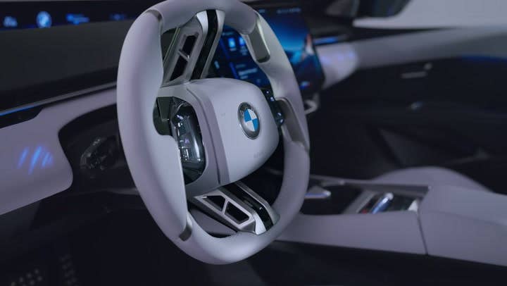 2027 BMW i3 white interior steering wheel