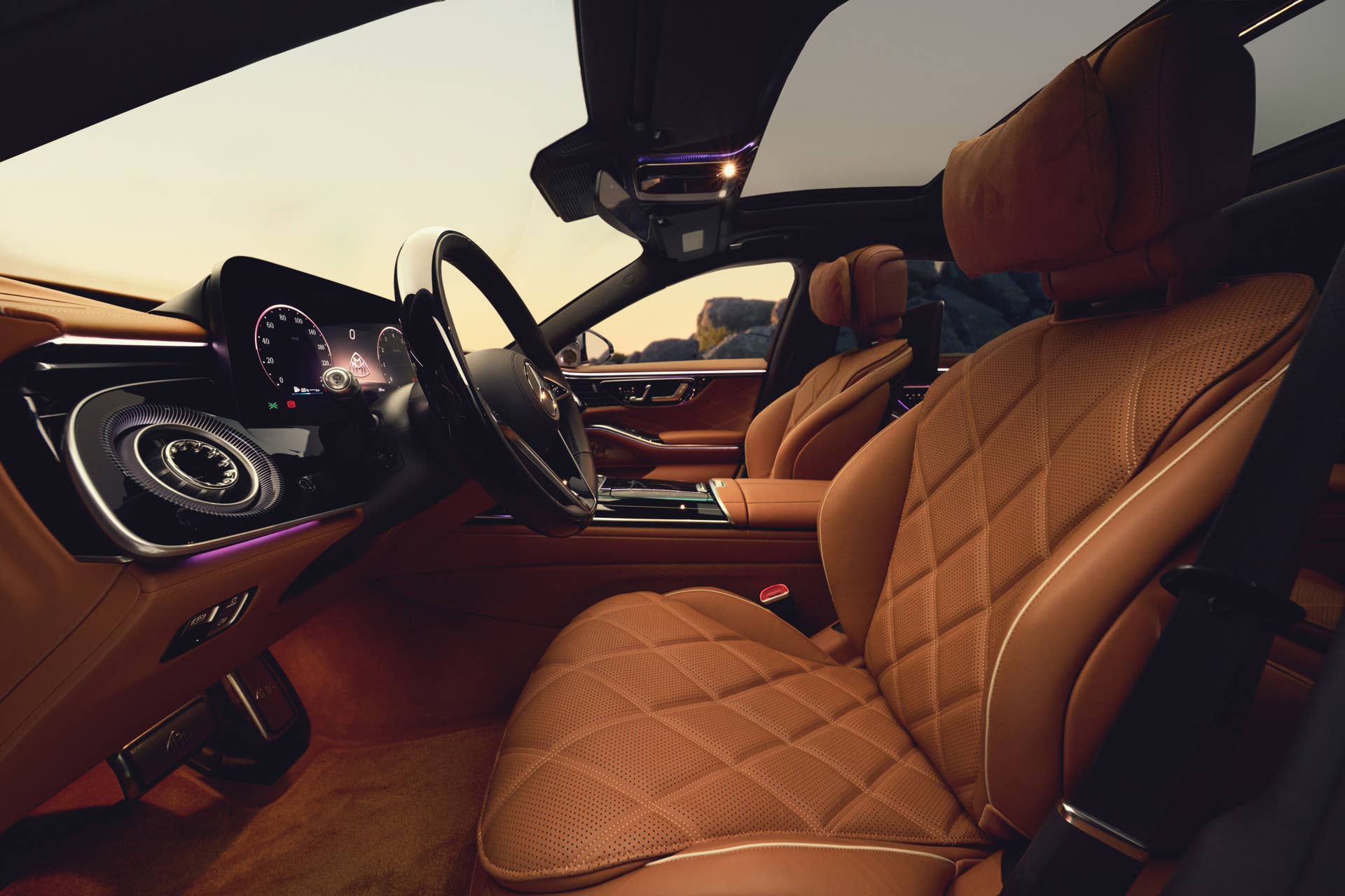 2027 Mercedes-Maybach S-Class with Beech Brown interior front seats