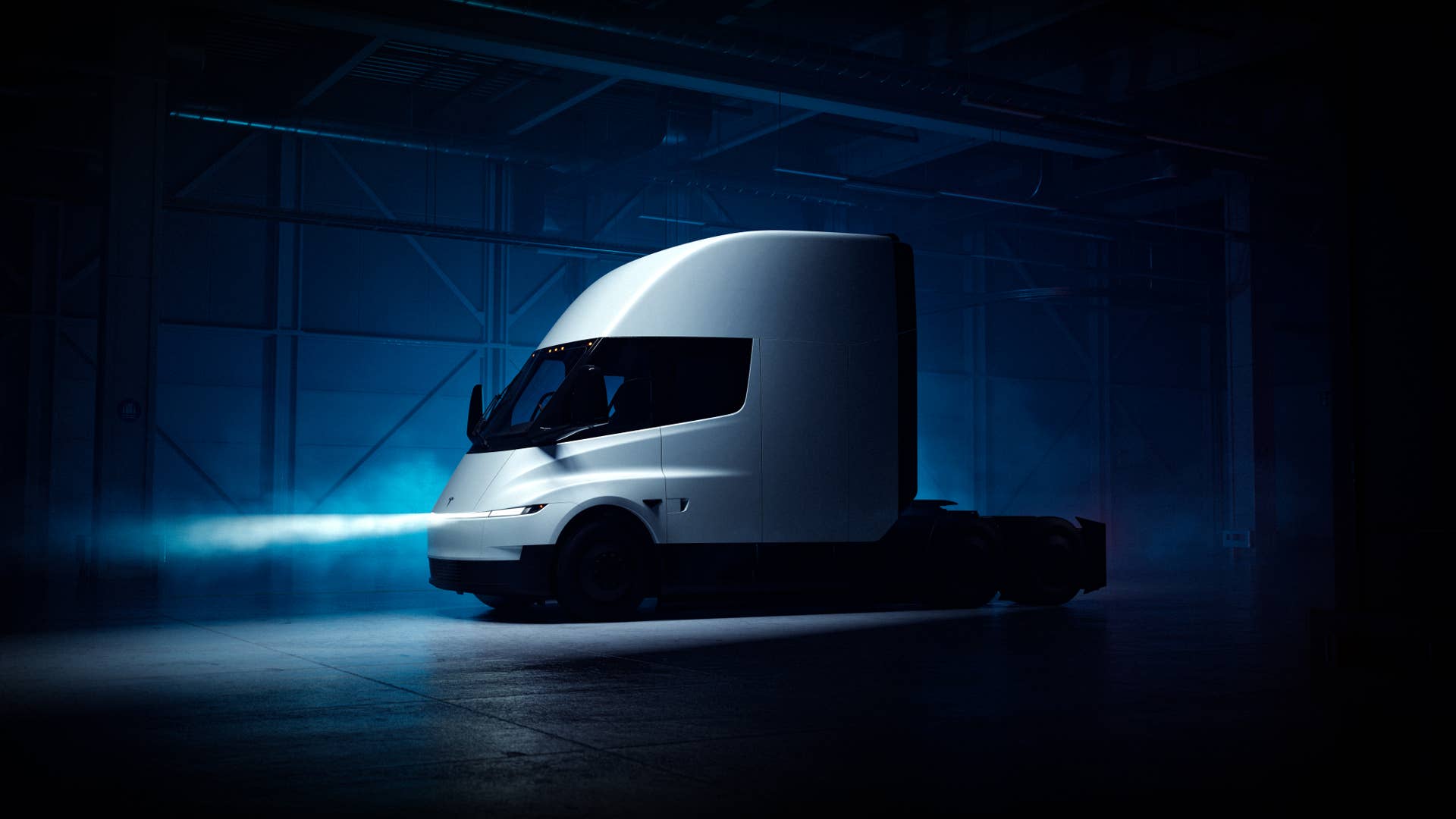 White Tesla Semi Truck.