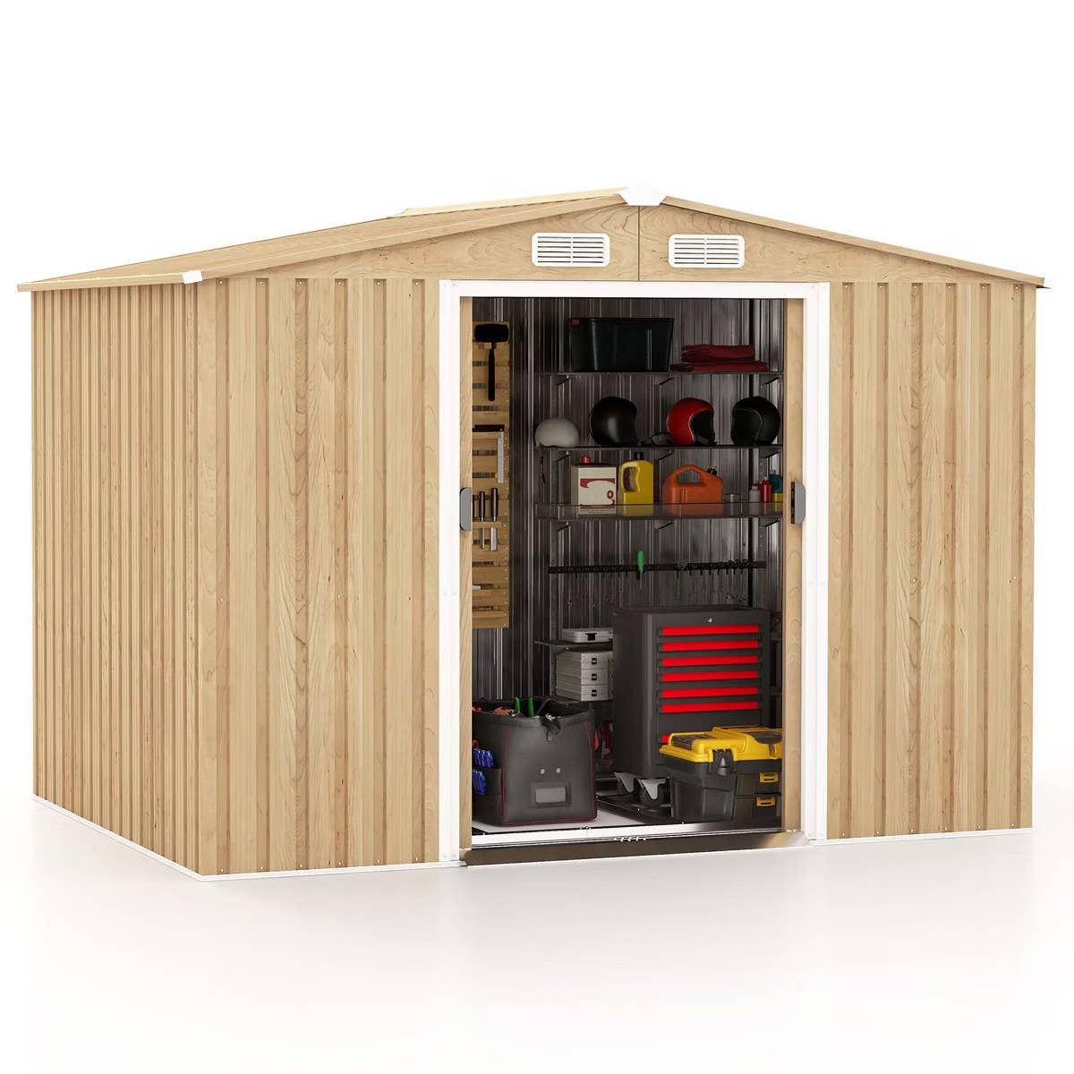 Costway 8-Foot by 6-Foot Metal Outdoor Storage Shed