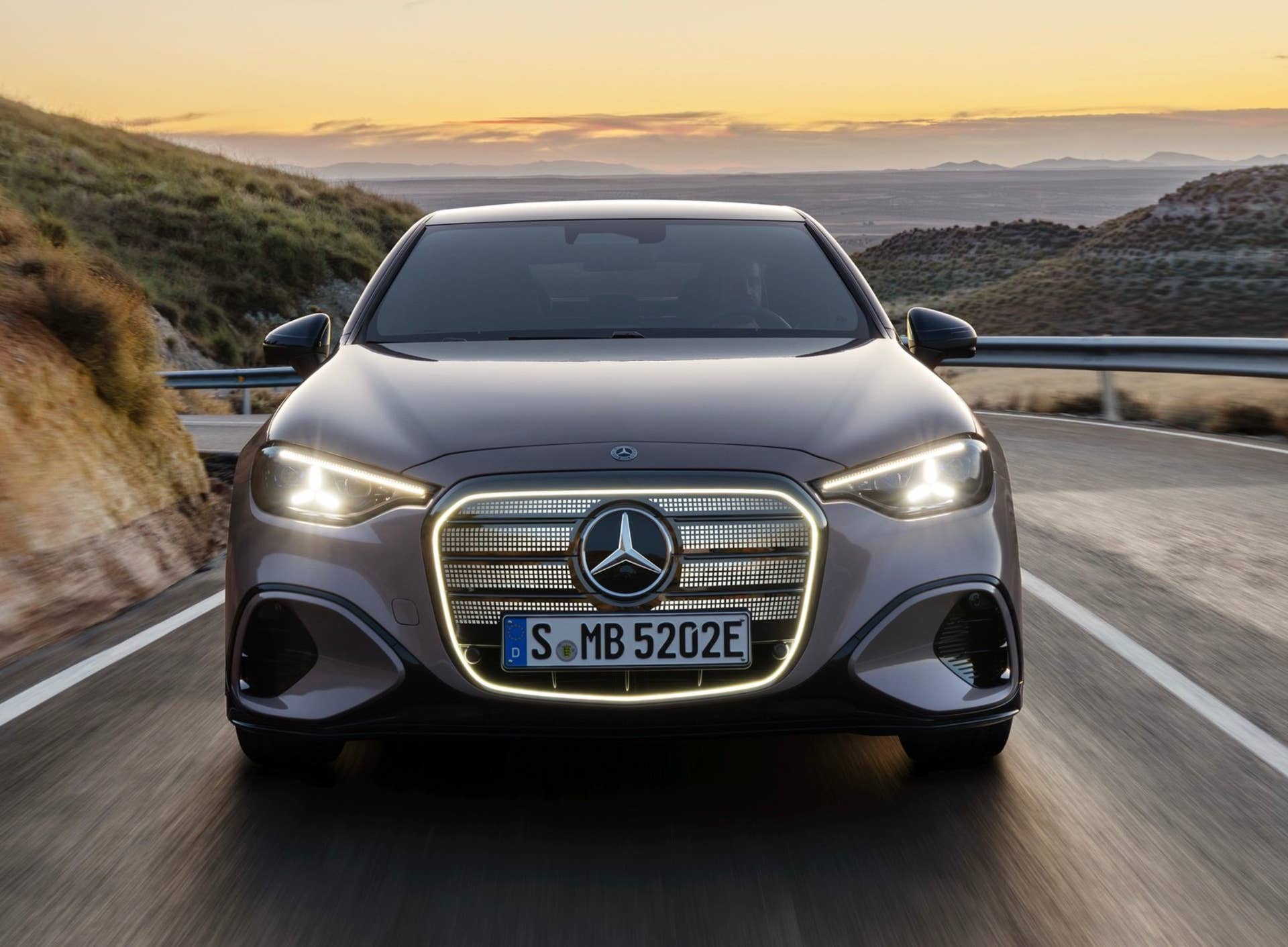 2027 Mercedes-Benz C-Class EV front view driving