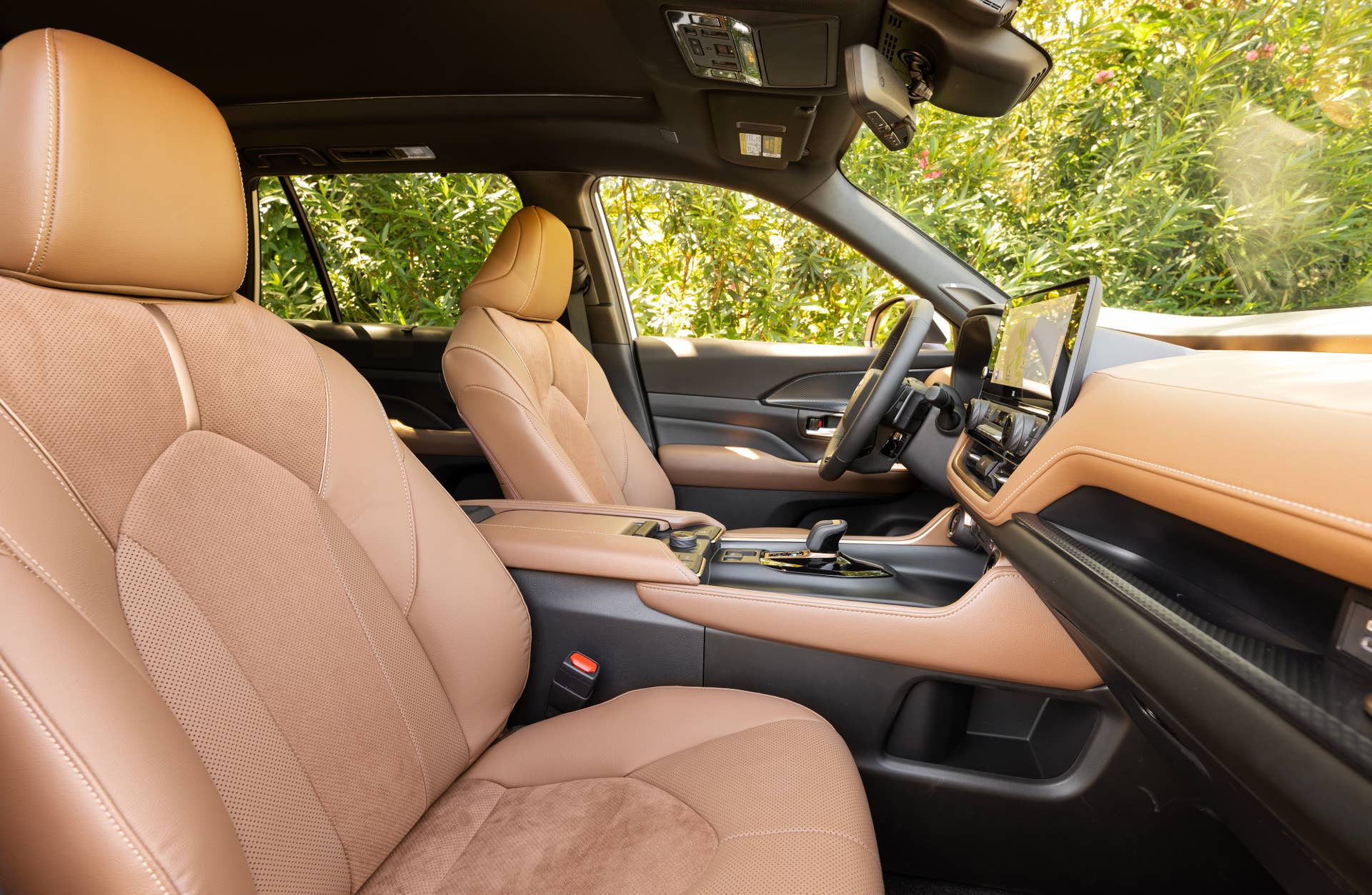 2025-2026 Toyota Grand Highlander Platinum Portobello leather and Ultrasuede interior front seats