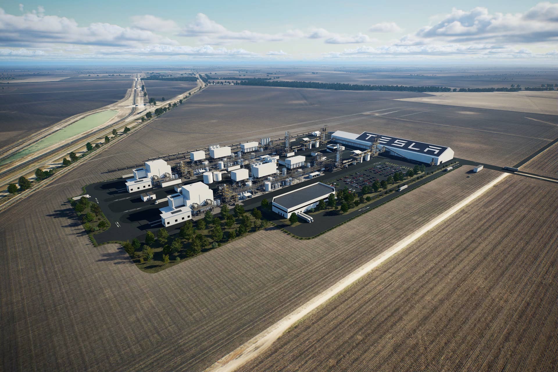 Tesla lithium refinery factory Texas