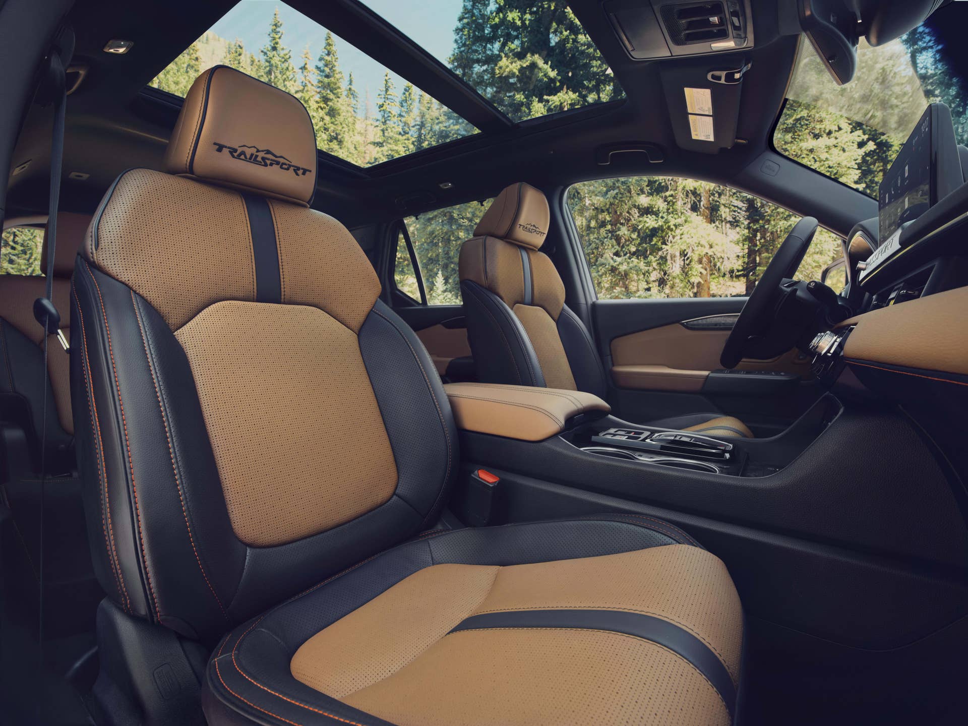 2026 Honda Passport TrailSport Elite with brown leather interior front seats