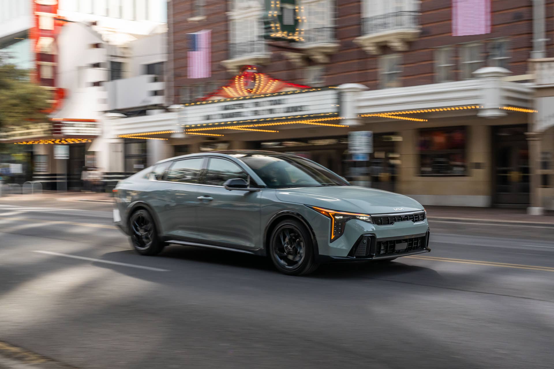 2026 Kia K4 Sedan GT-Line in Morning Haze front angled view