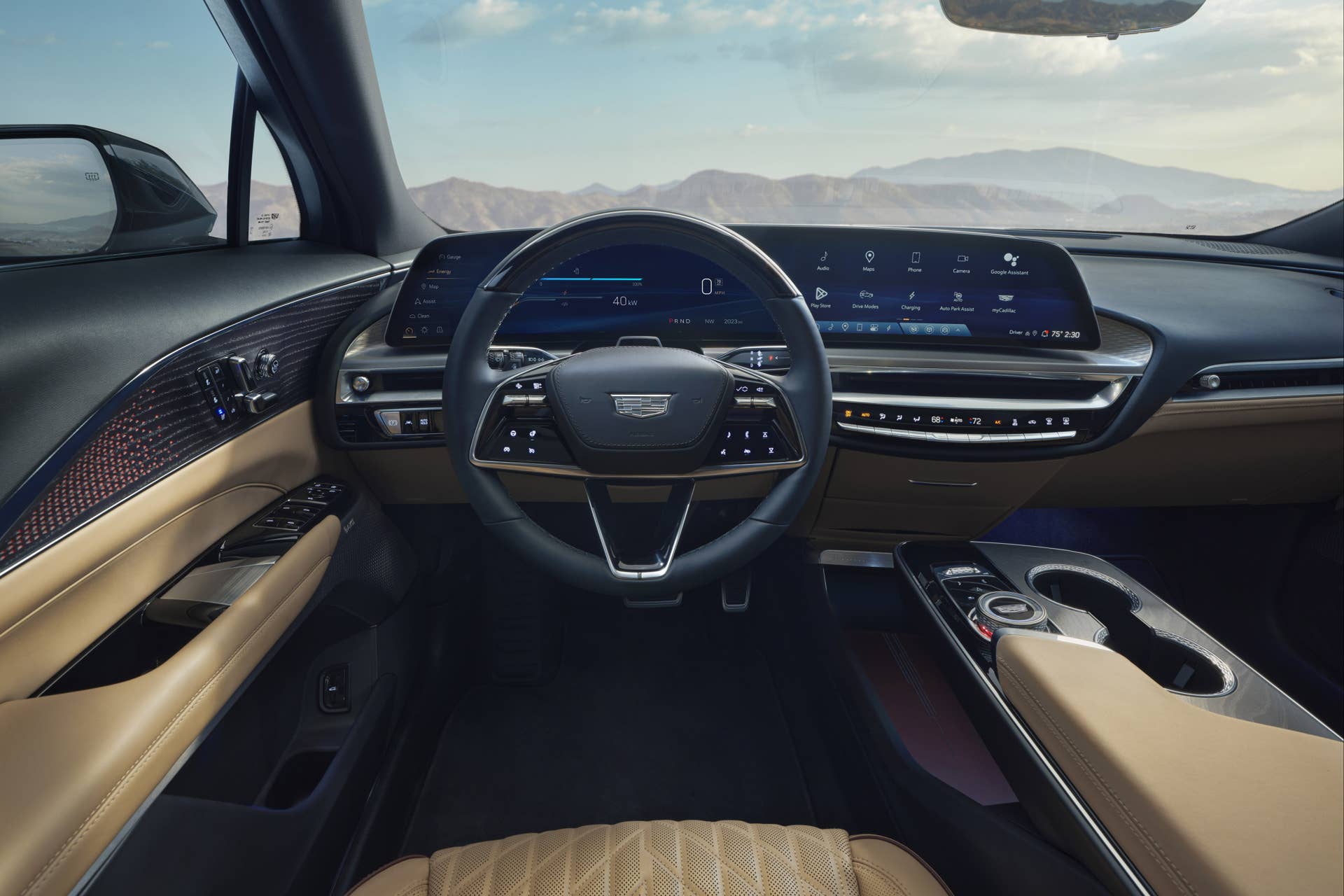 2025 Cadillac Lyriq beige interior driver area
