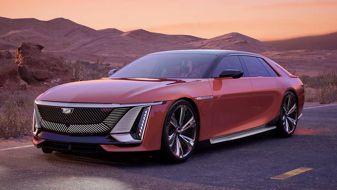 2026 Cadillac Celestiq Aurora theme orange front angled view