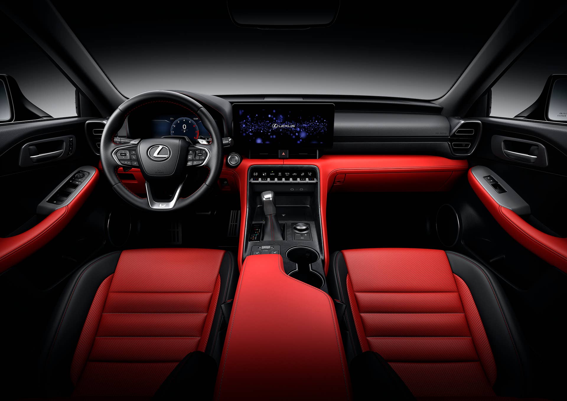 2026 Lexus IS 350 black and red interior front cabin