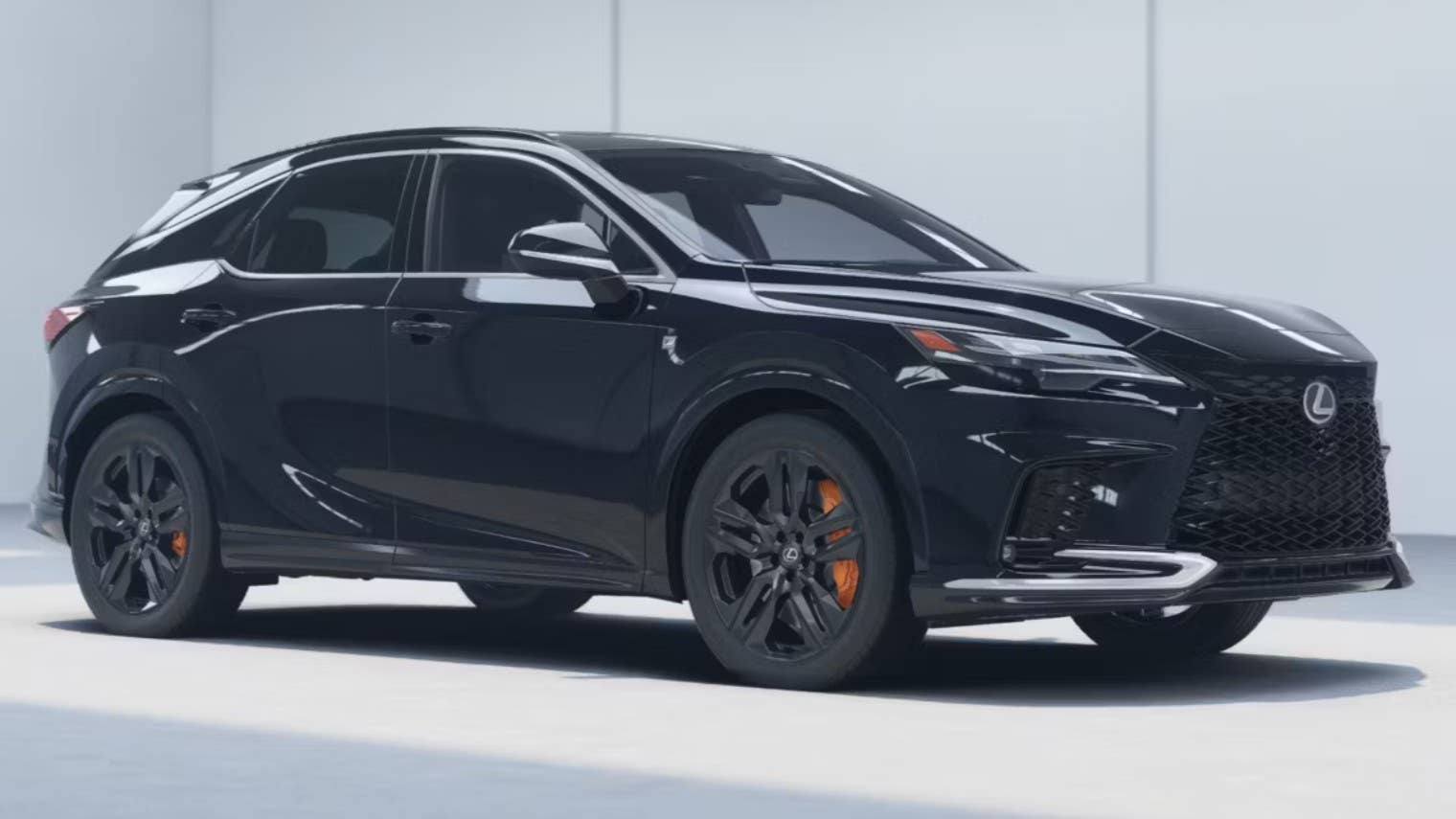 2026 Lexus RX F Sport Handling in Caviar with Appearance package front angled view