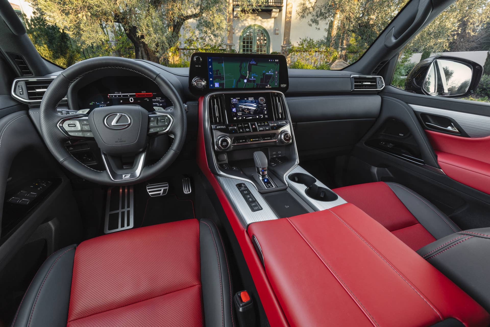 2025-2026 Lexus LX 700h F Sport Handling black and Circuit Red interior front cabin