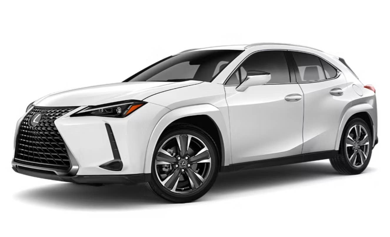 2026 Lexus UX 300h Premium in Ultra White front angled view