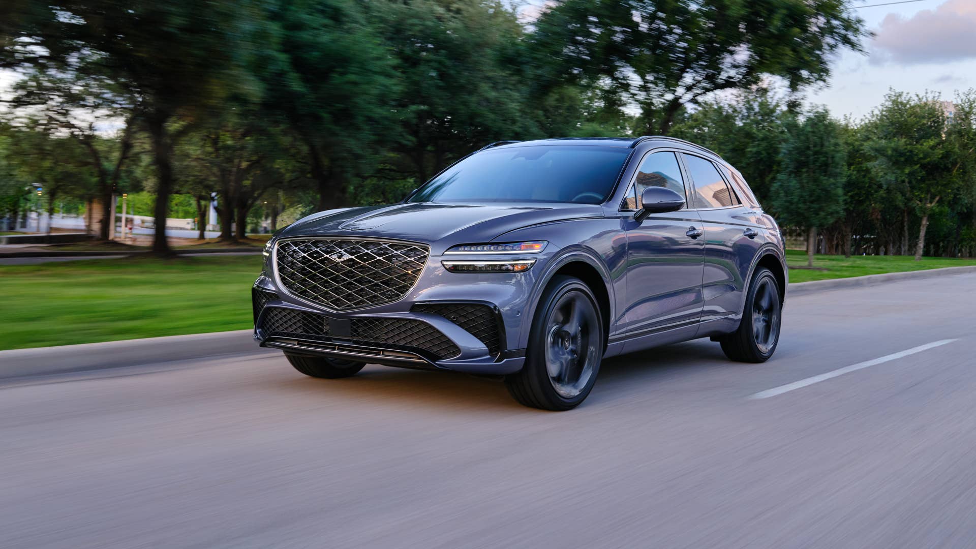 2026 Genesis GV70 gray front angled view