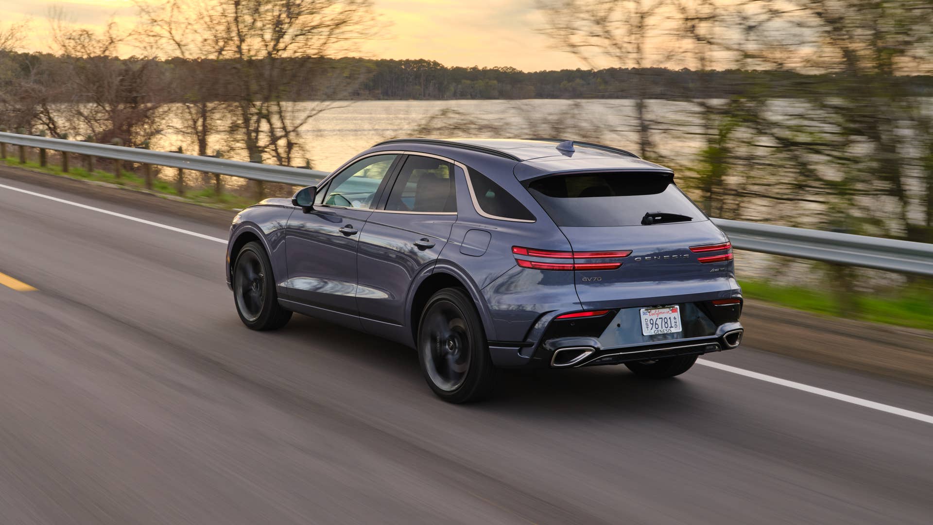 2026 Genesis GV70 gray rear angled view