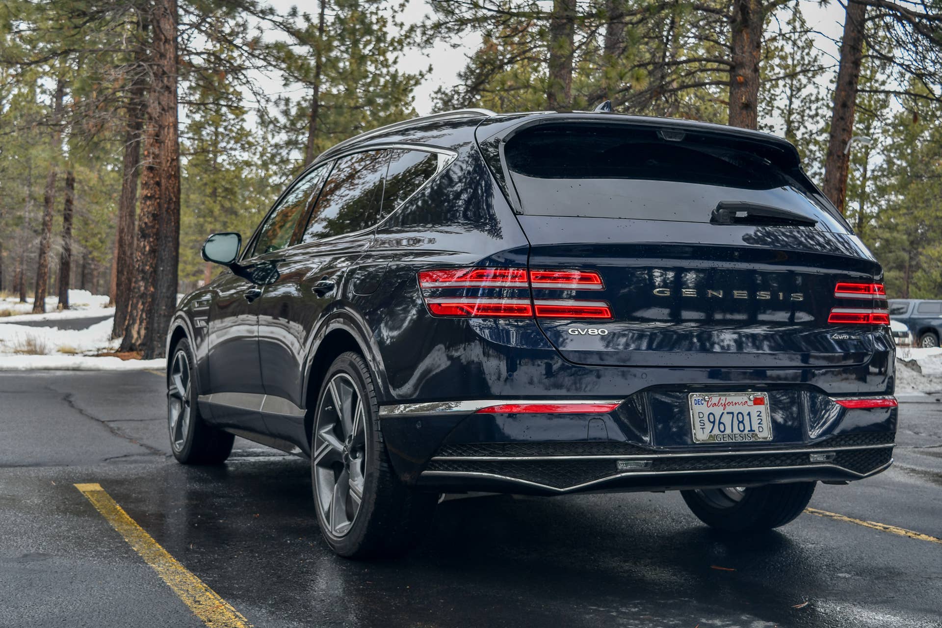 2026 Genesis GV80 3.5T Prestige AWD black rear angled view