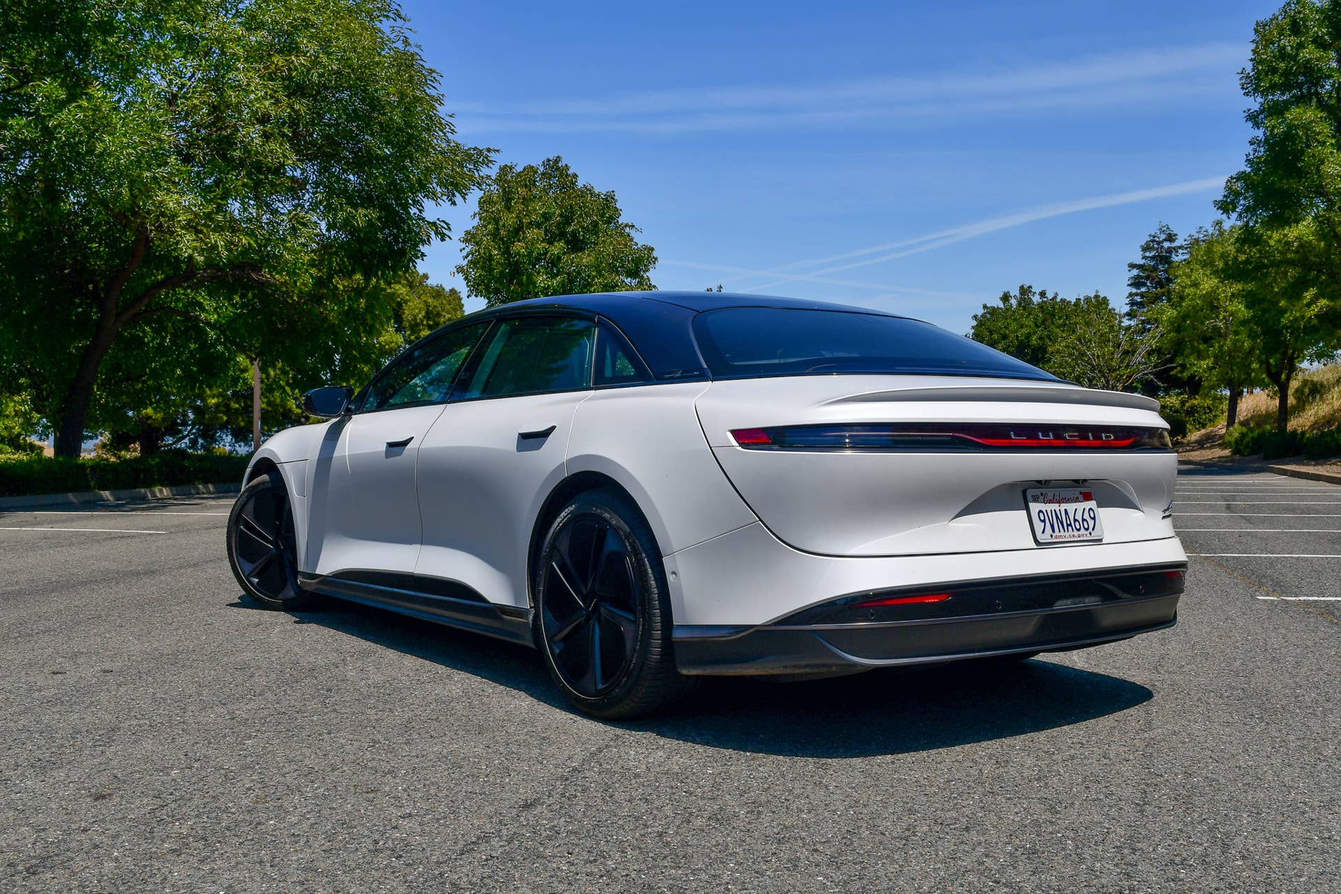 The rear quarter end of the 2026 Lucid Air Touring