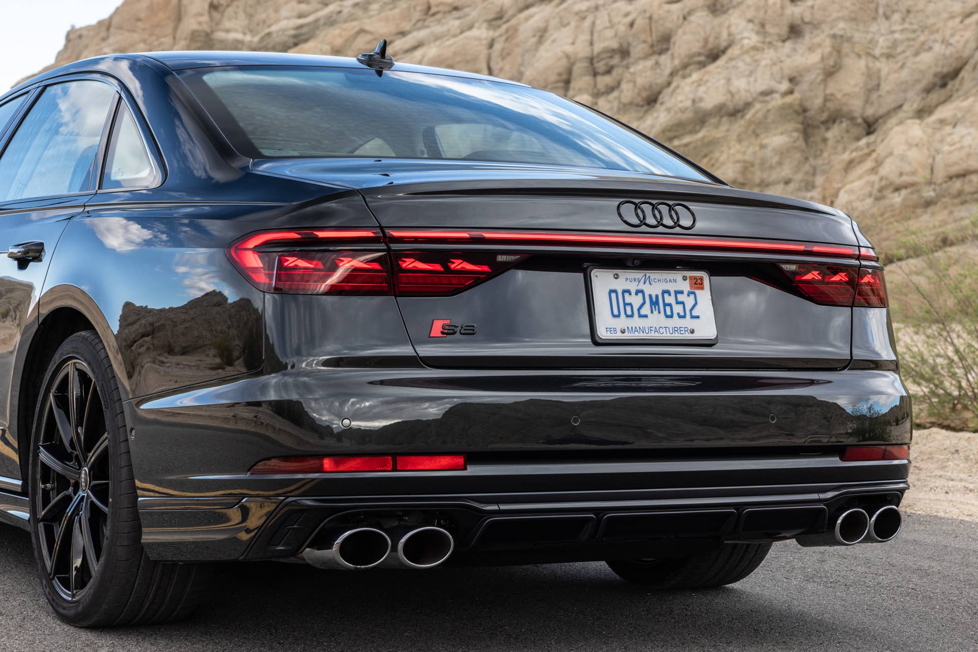 2025-2026 Audi S8 black rear angled view closeup