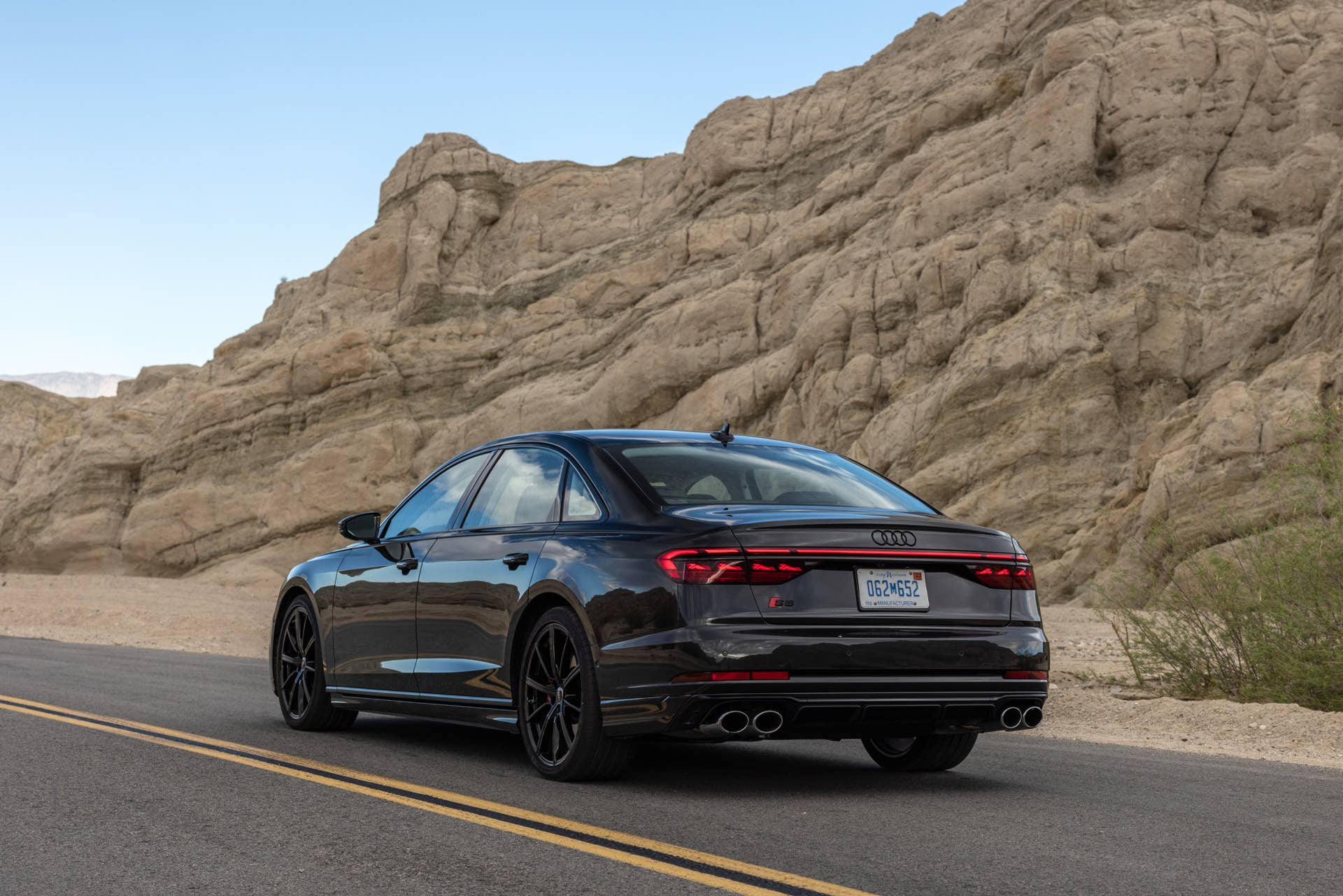 2025-2026 Audi S8 black rear angled view