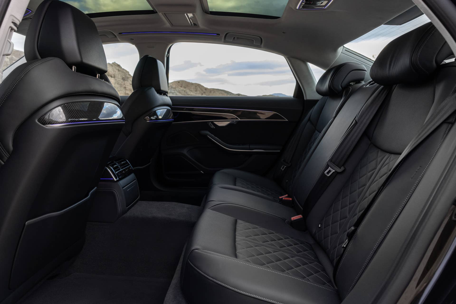 2025-2026 Audi S8 black interior rear seats