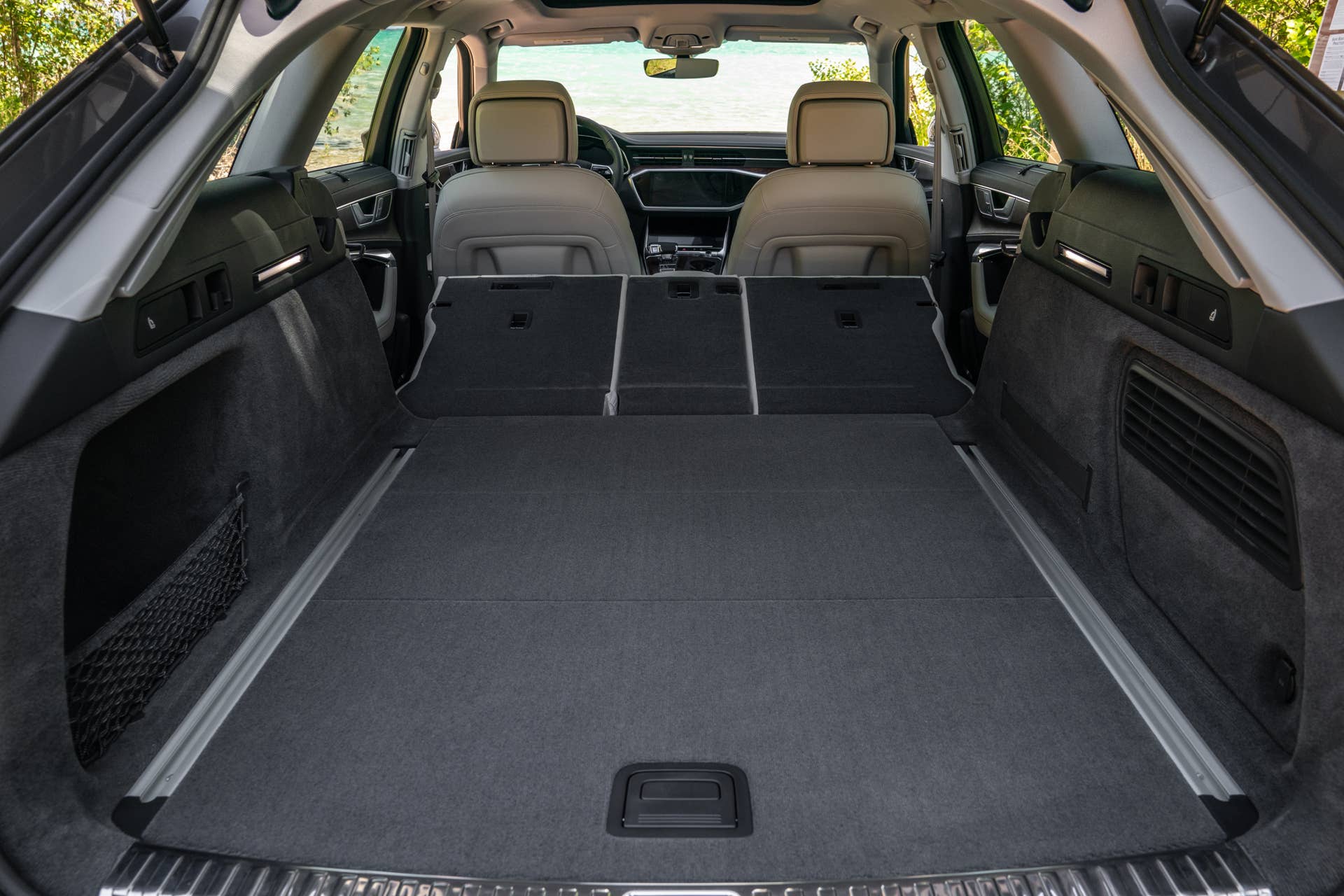 2025-2026 Audi A6 Allroad beige black interior trunk seats folded