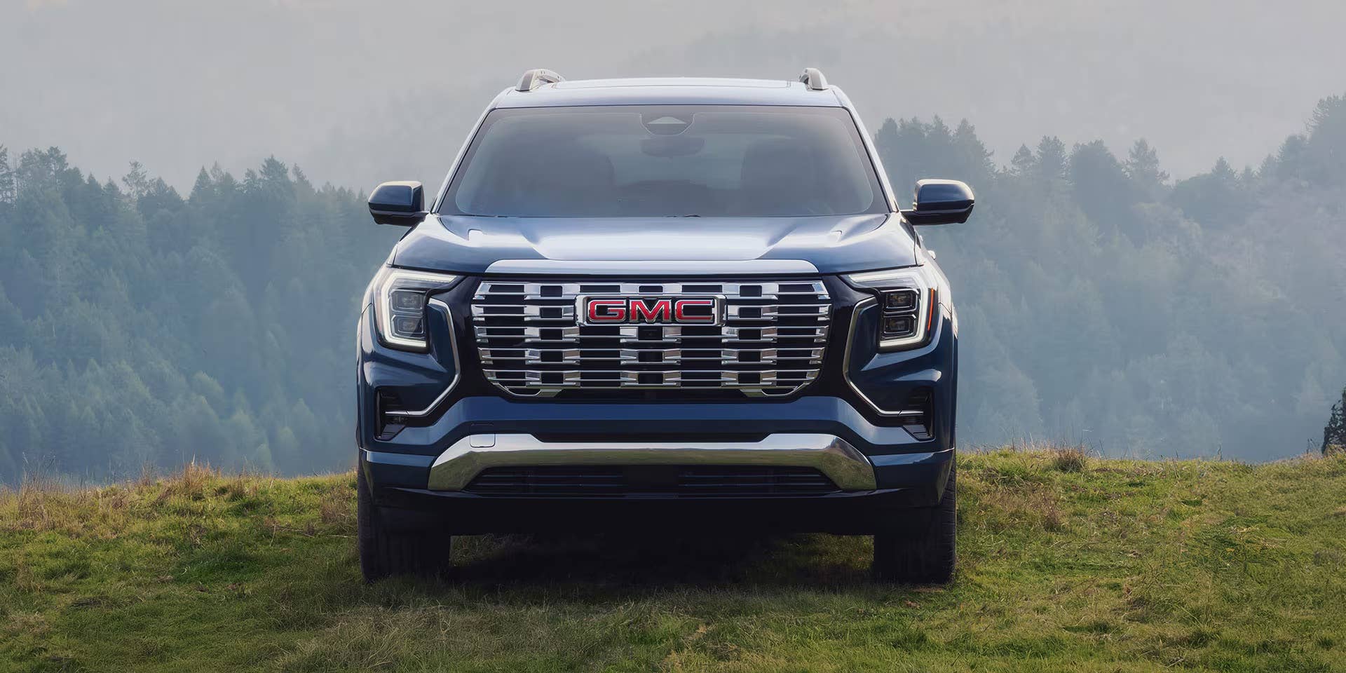 2025-2026 GMC Terrain Denali in Downpour Metallic front view