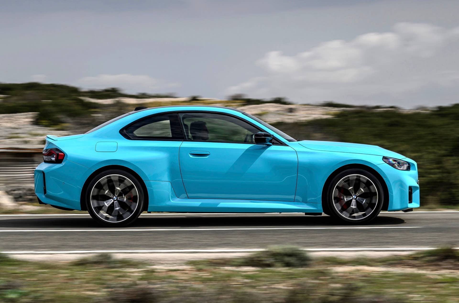 2027 BMW M2 xDrive in blue side view