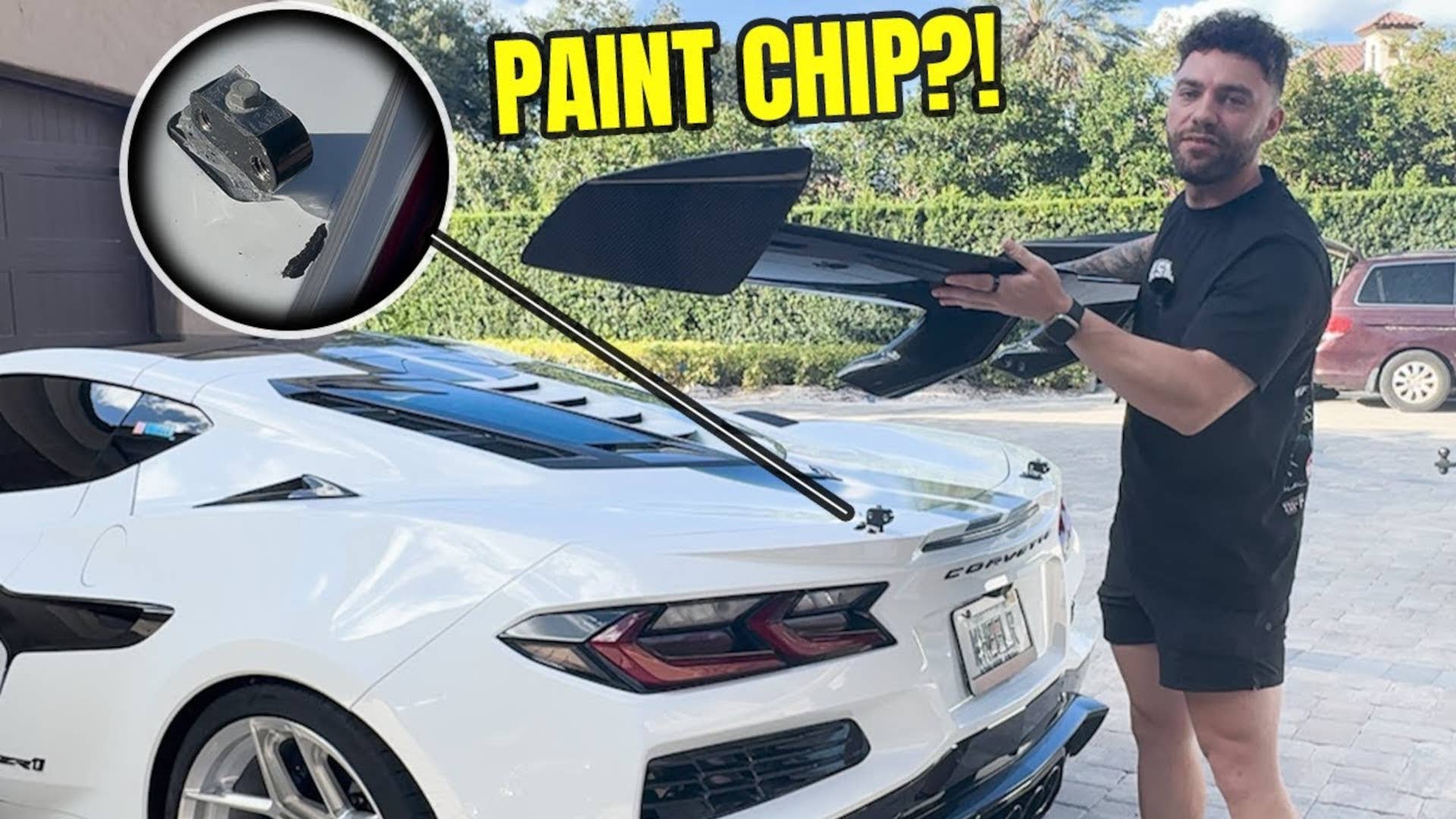 Damaged Chevrolet Corvette ZR1 paint from ZTK downforce