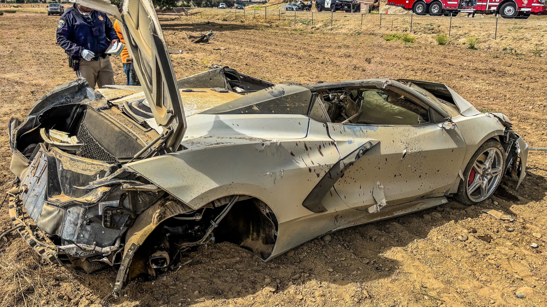 Chevrolet Corvette C8 Flattened In Rollover Crash After Driver Speeds ...