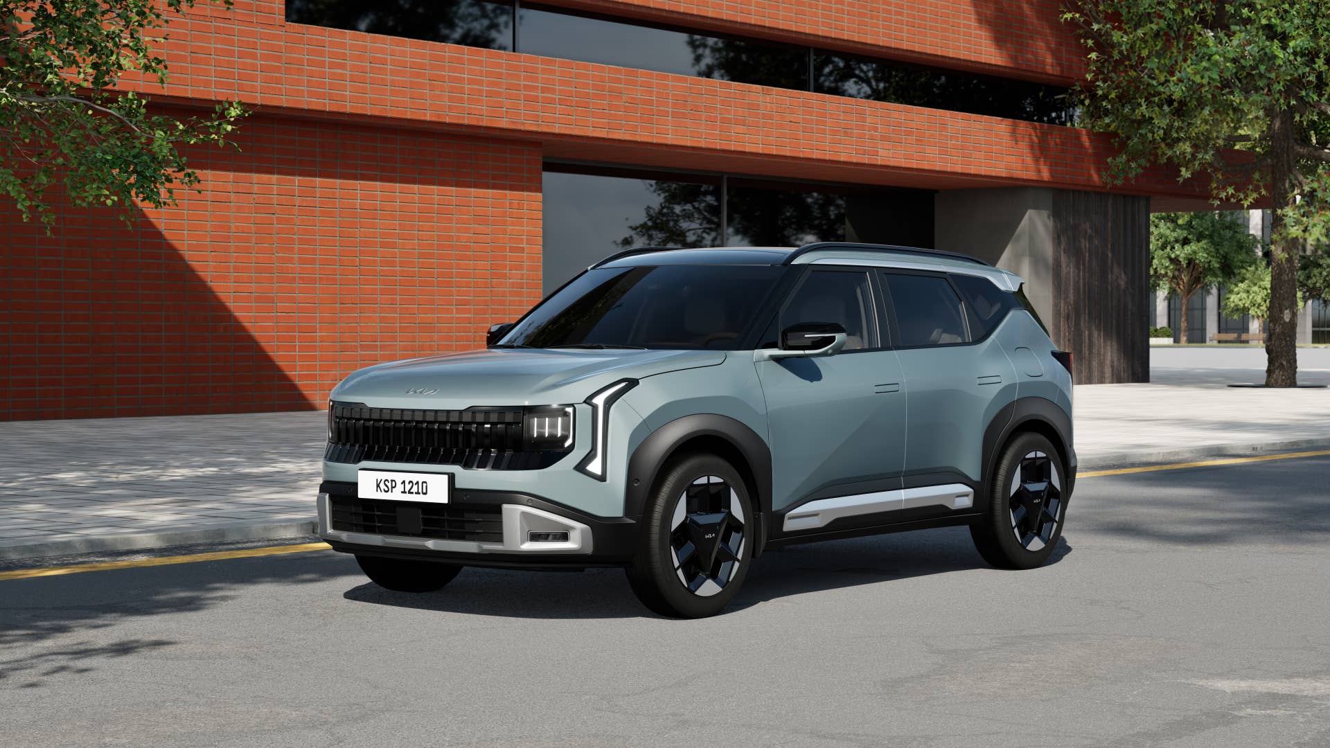 2027 Kia Seltos light blue front angled view