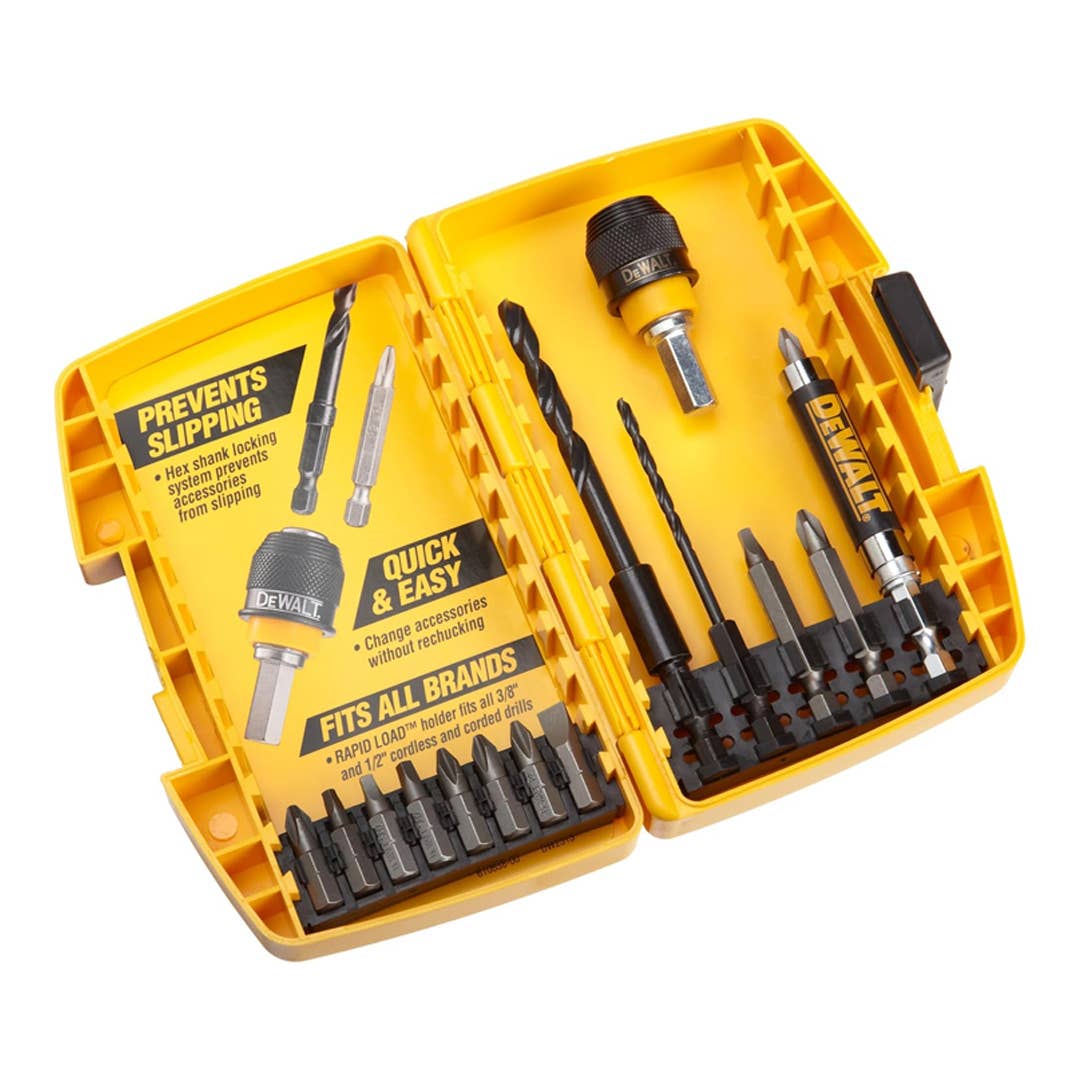 The DeWalt 15-Piece Rapid Load Drilling and Driving Set, pictured here, is now on sale at Amazon.