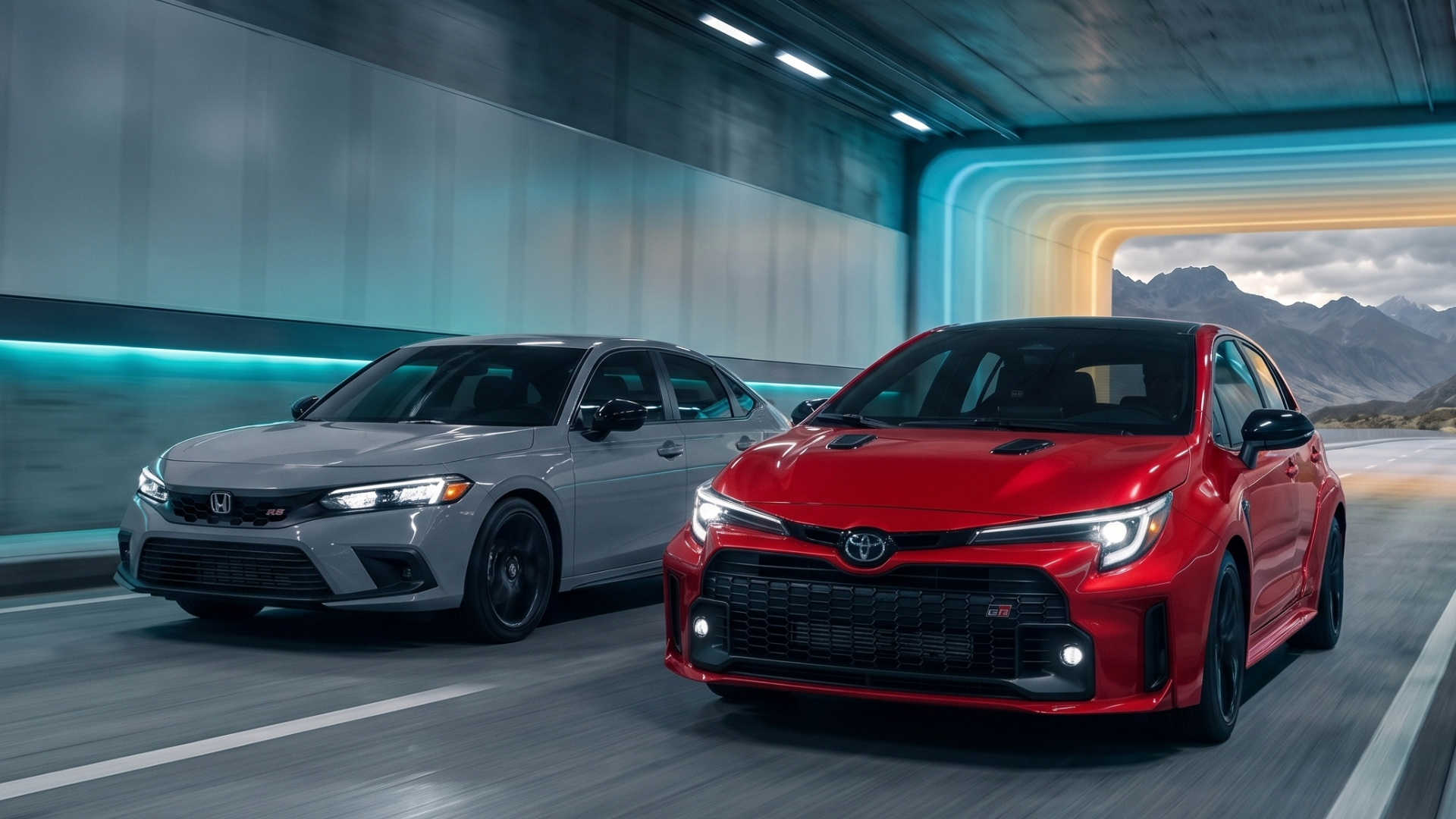 Hatchback VS Sedan CIvic Corolla Mockup 2