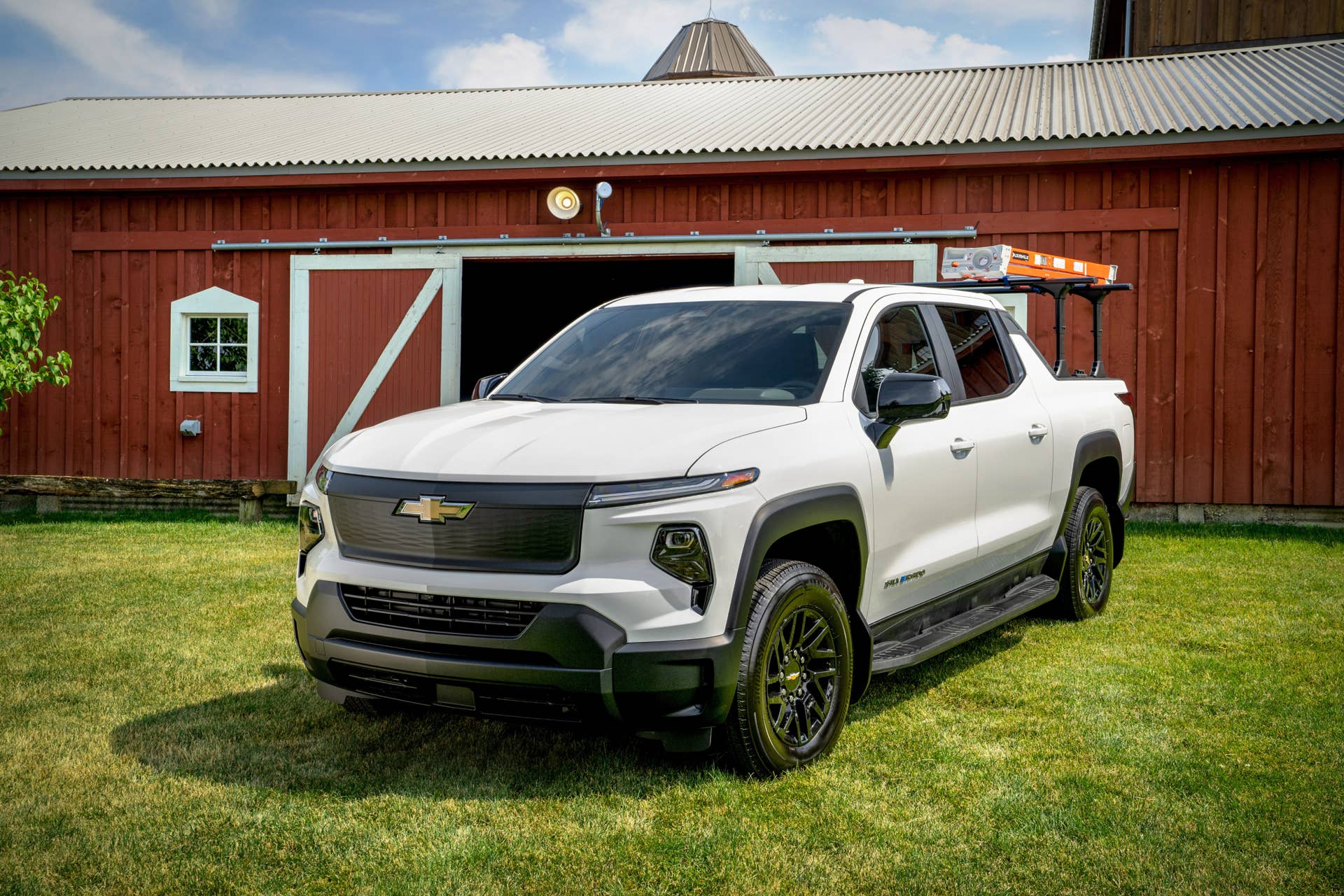 2025-2026 Chevrolet Silverado EV LT in Summit White front angled view
