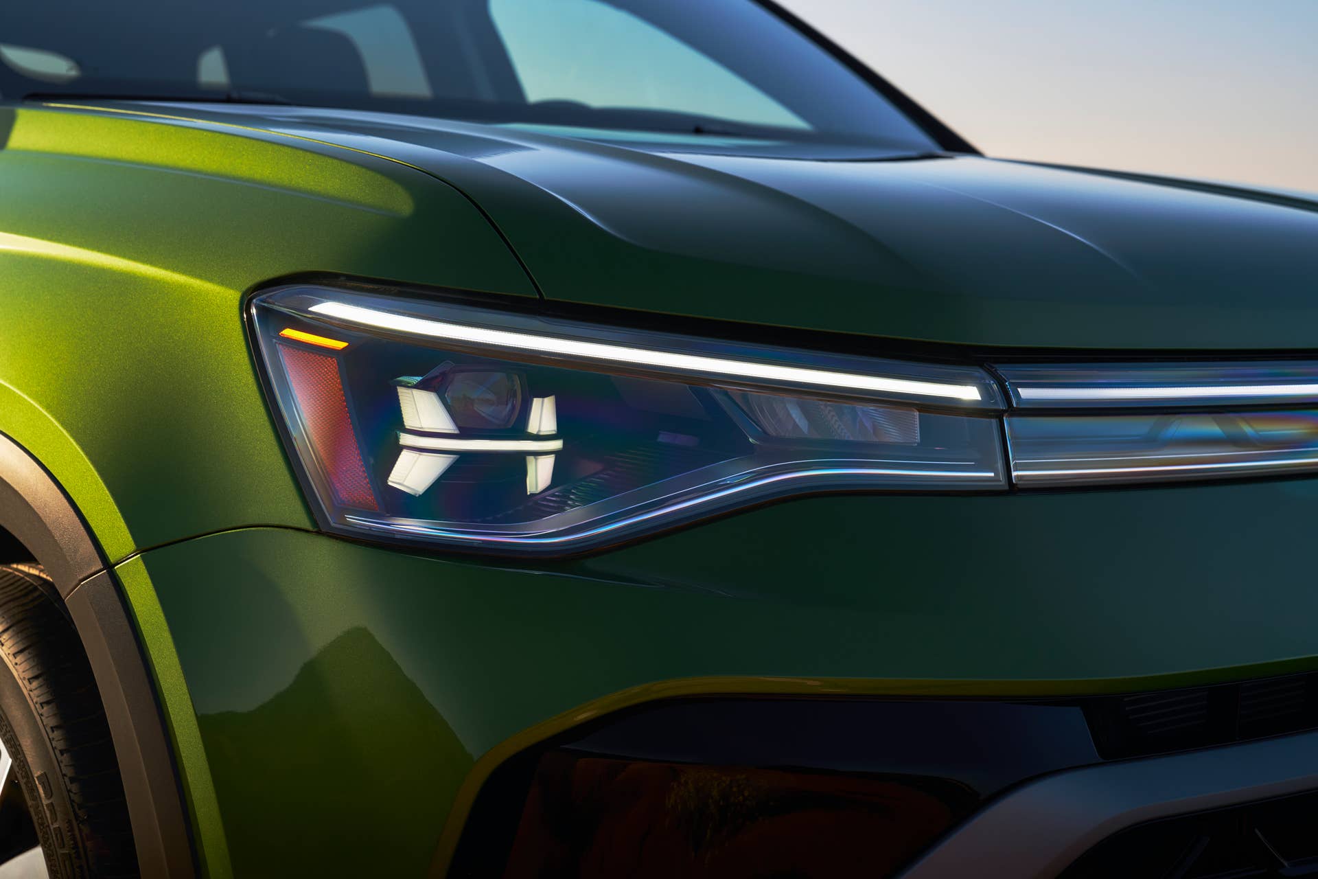 2025-2026 Volkswagen Taos in Bright Moss Green headlight