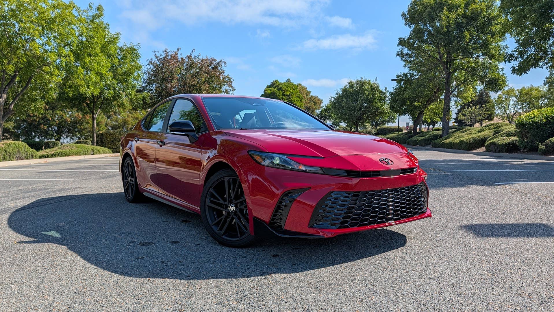 The front quarter end of the 2026 Toyota Camry Nightshade Hybrid