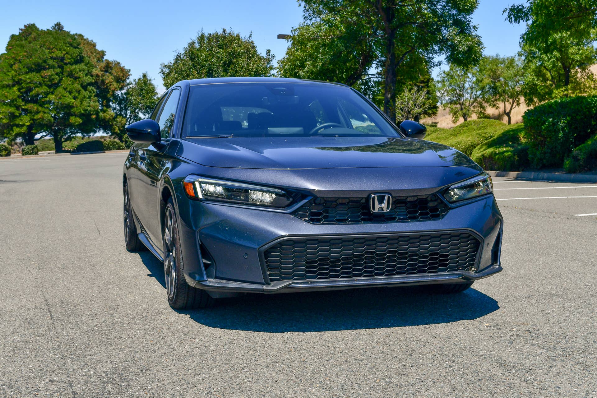 The front end of the 2026 Honda Civic Hatchback Hybrid
