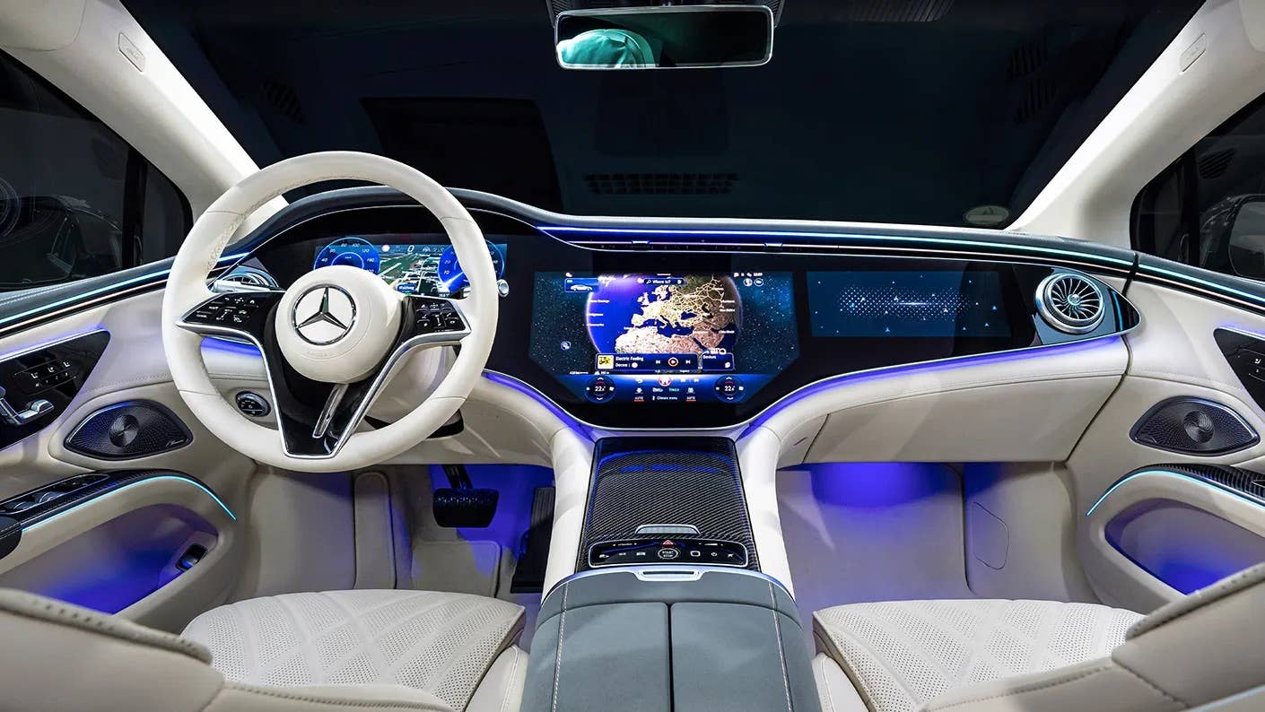 2025-2026 Mercedes-Benz EQS Sedan white interior front cabin