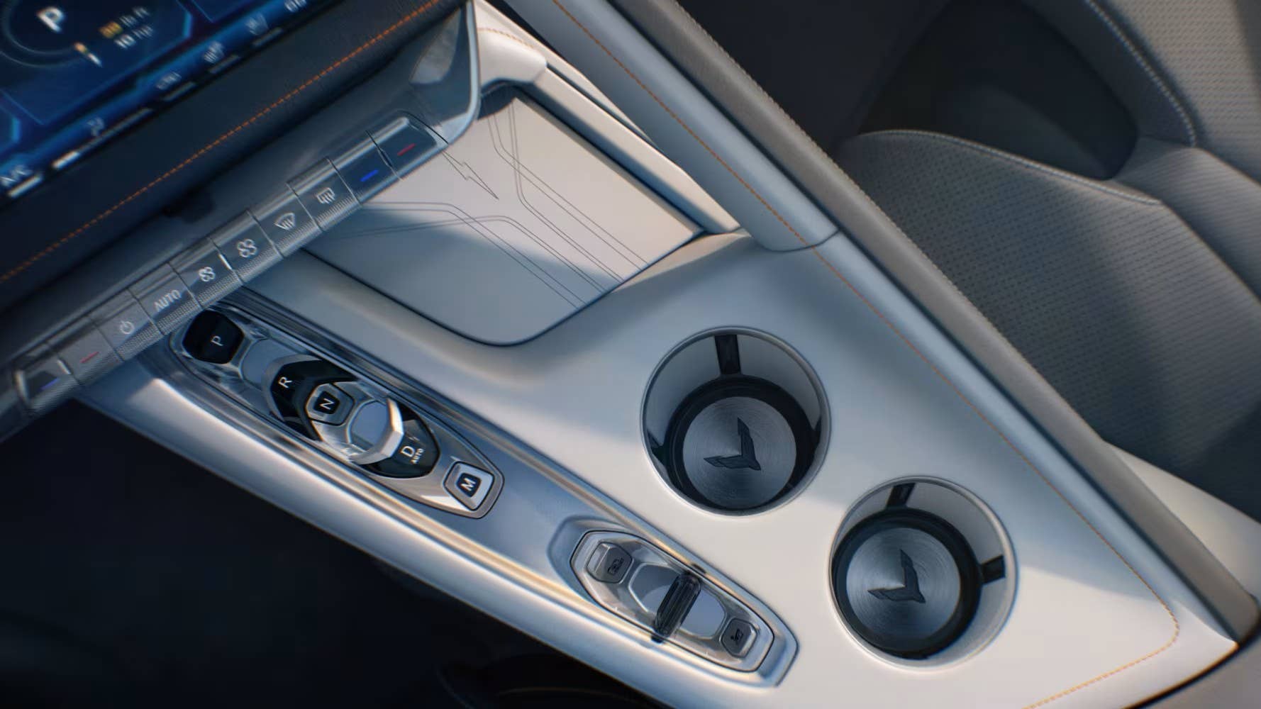 2026 Chevrolet Corvette Z06 Sky Cool and Medium Ash Gray interior center console