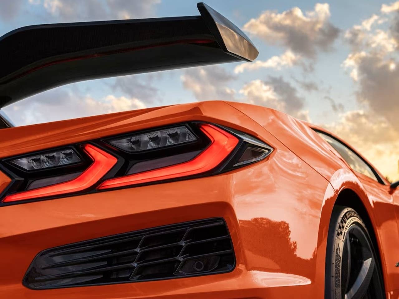 2026 Chevrolet Corvette Z06 Coupe in Sebring Orange Tintcoat rear view closeup