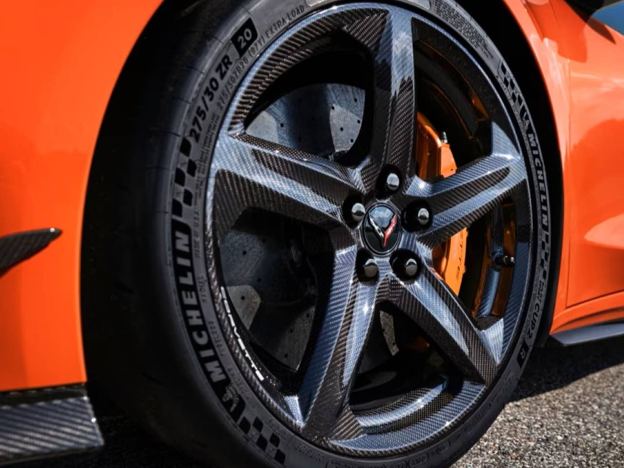 2026 Chevrolet Corvette Z06 Coupe in Sebring Orange Tintcoat carbon fiber wheel