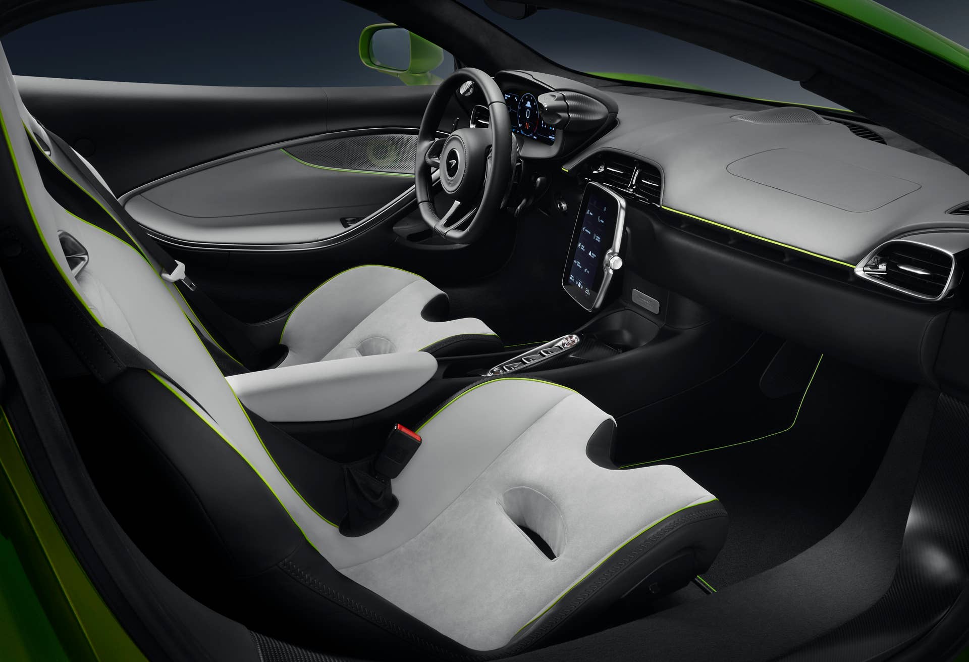 2025-2026 McLaren Artura white and black interior side view