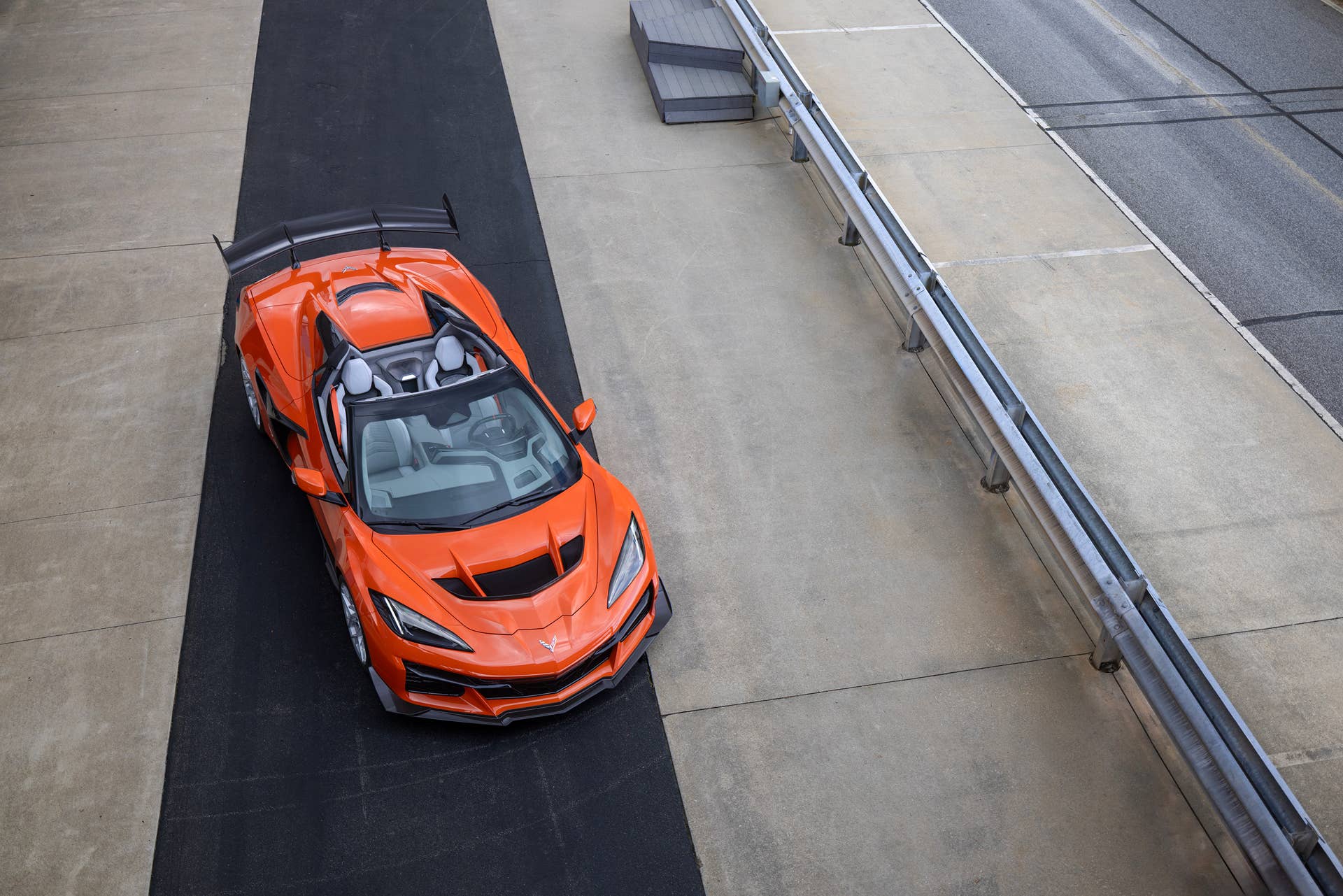2026 Corvette ZR1X in Sebring Orange high front view