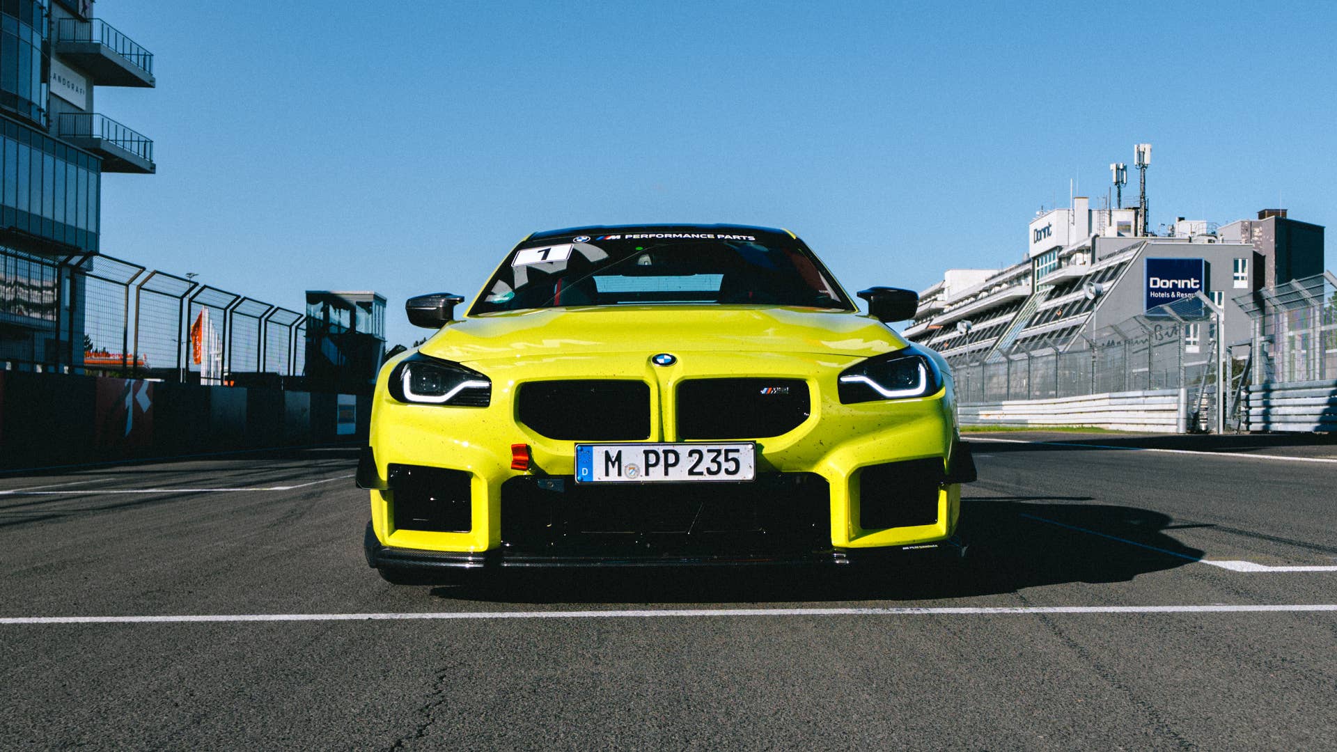 2027 BMW M2 in Sao Paulo Yellow with Track Pack front view