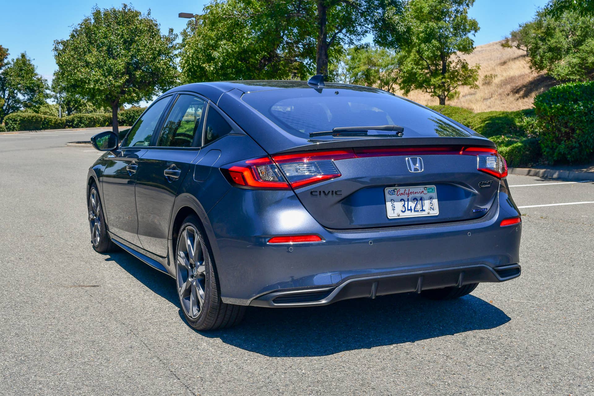 The rear end of the 2026 Honda Civic Hatchback Hybrid